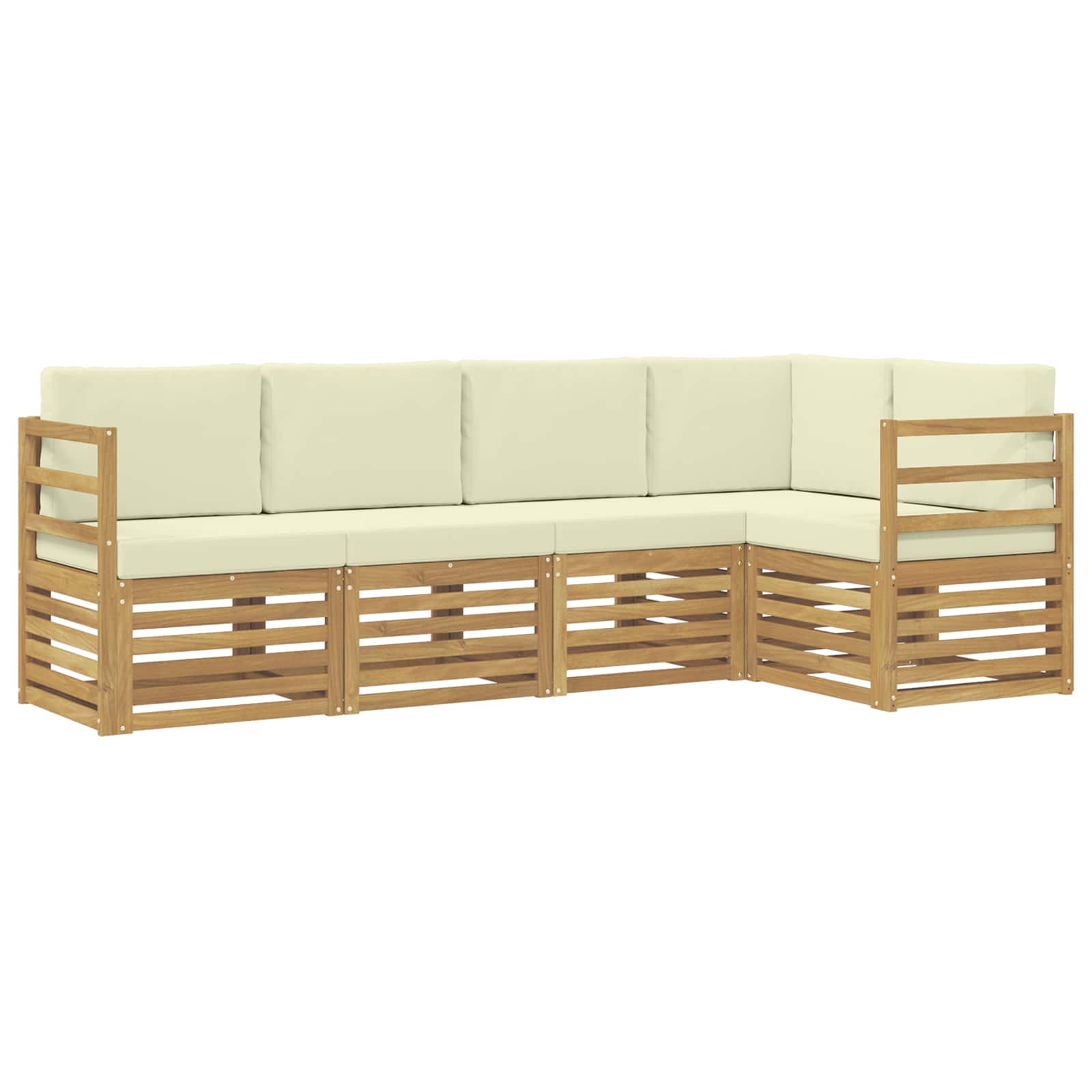 Ensemble de canapé d'angle avec coussin 5 pcs Blanc et crème - XIOS