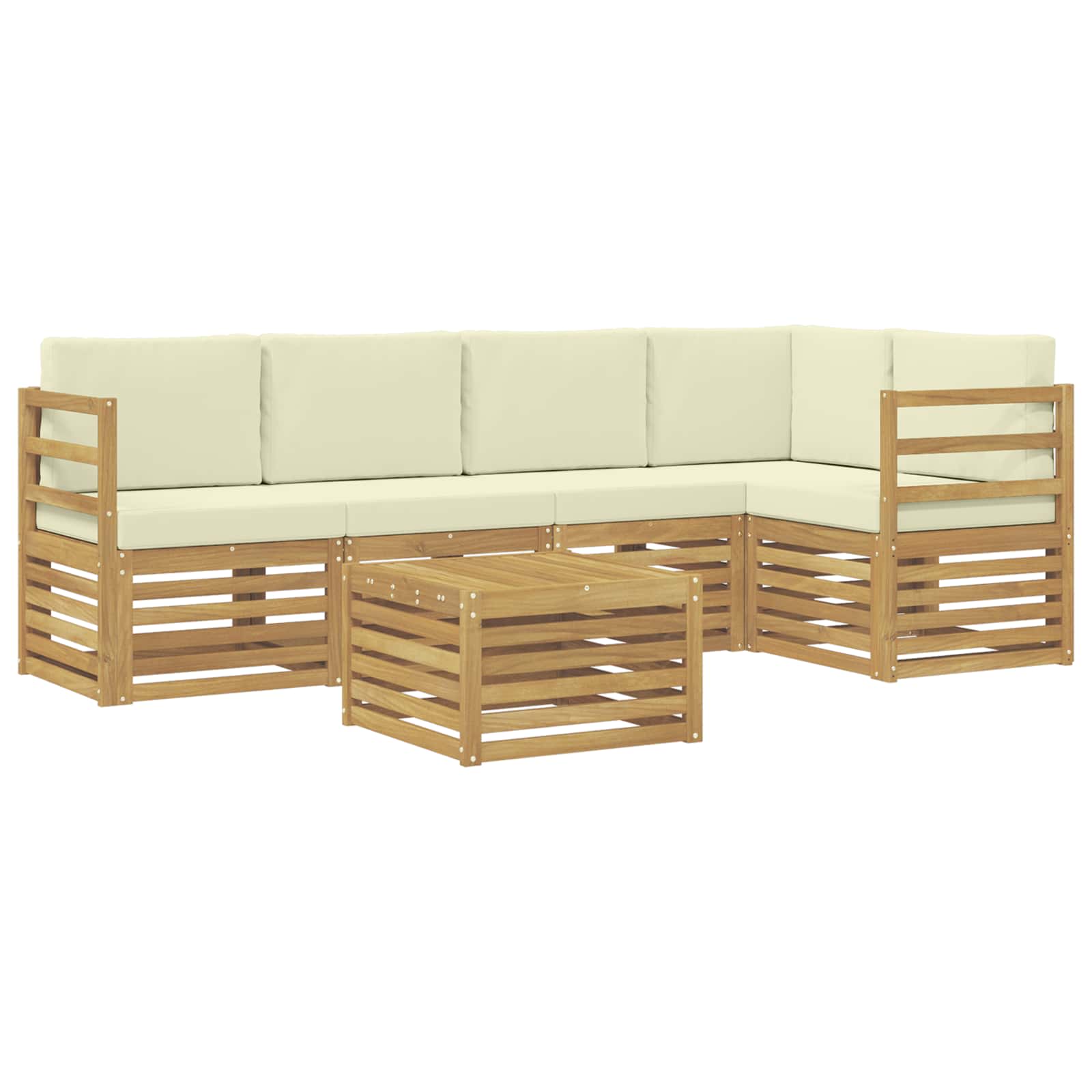 Ensemble de canapé d'angle avec coussin 6 pcs Blanc et crème - XIOS