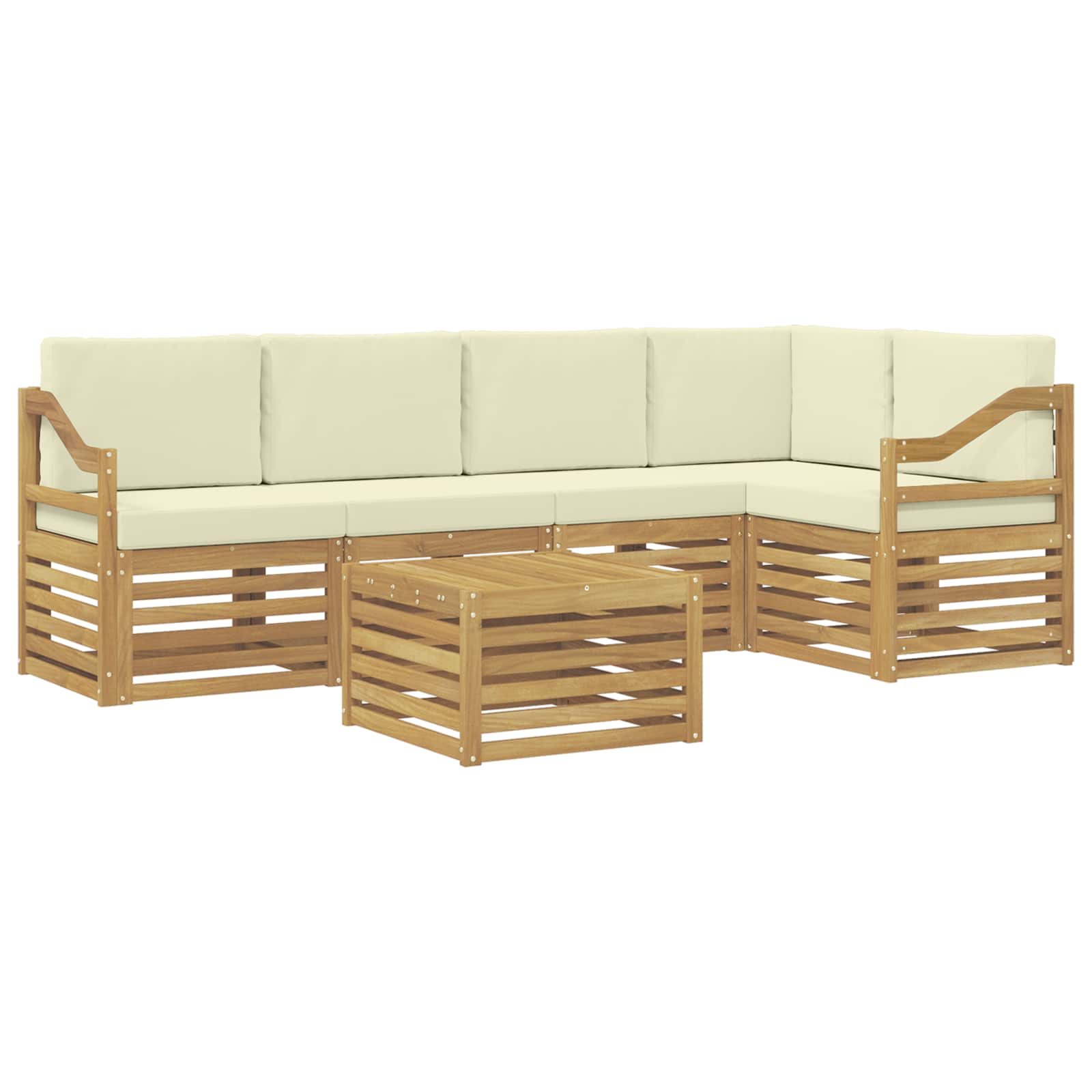 Ensemble de canapé d'angle avec coussin 6 pcs Blanc et crème - XIOS