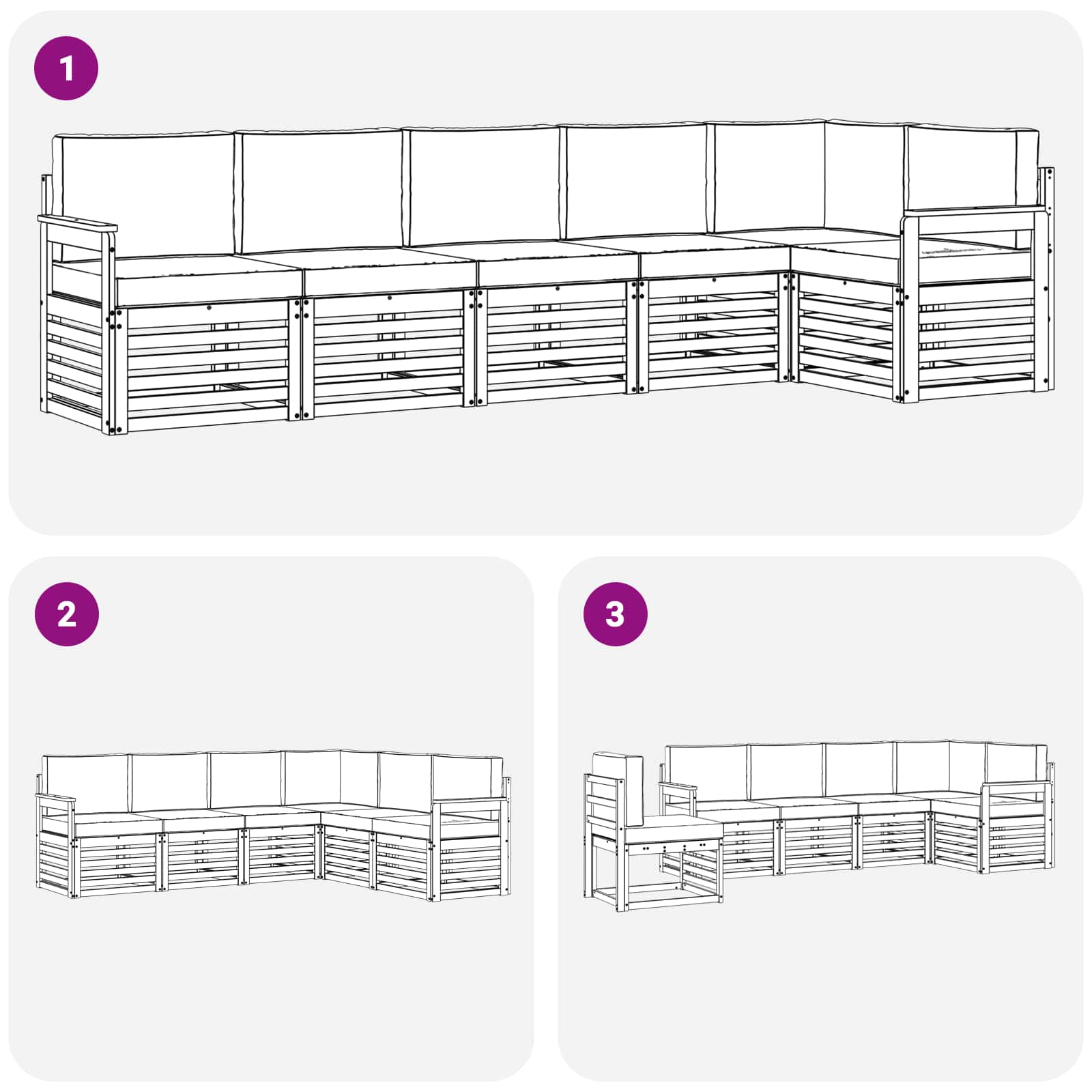 Ensemble de canapés d'extérieur 6 pcs Blanc et anthracite - XIOS