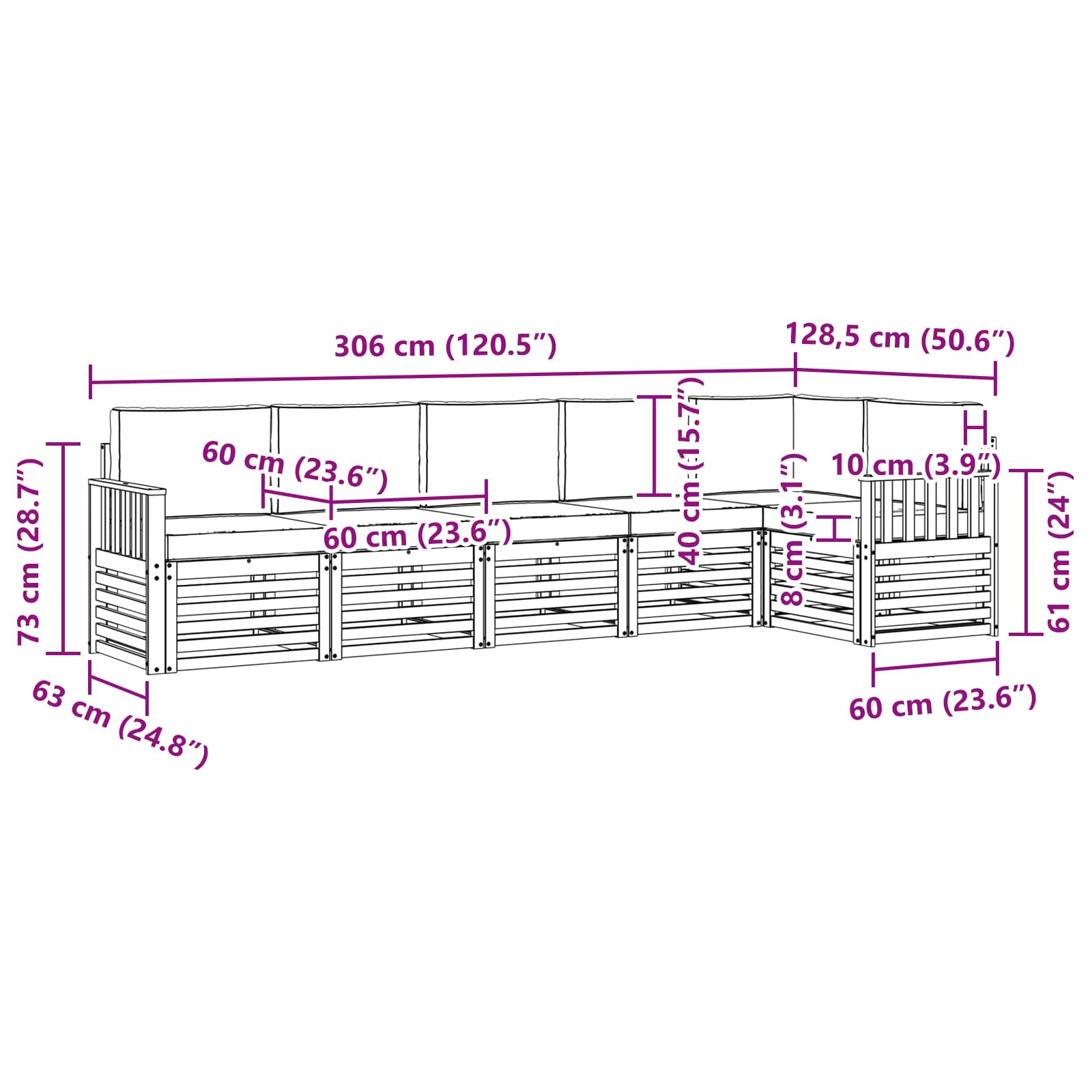Ensemble de canapés d'extérieur 6 pcs Blanc et Beige - XIOS