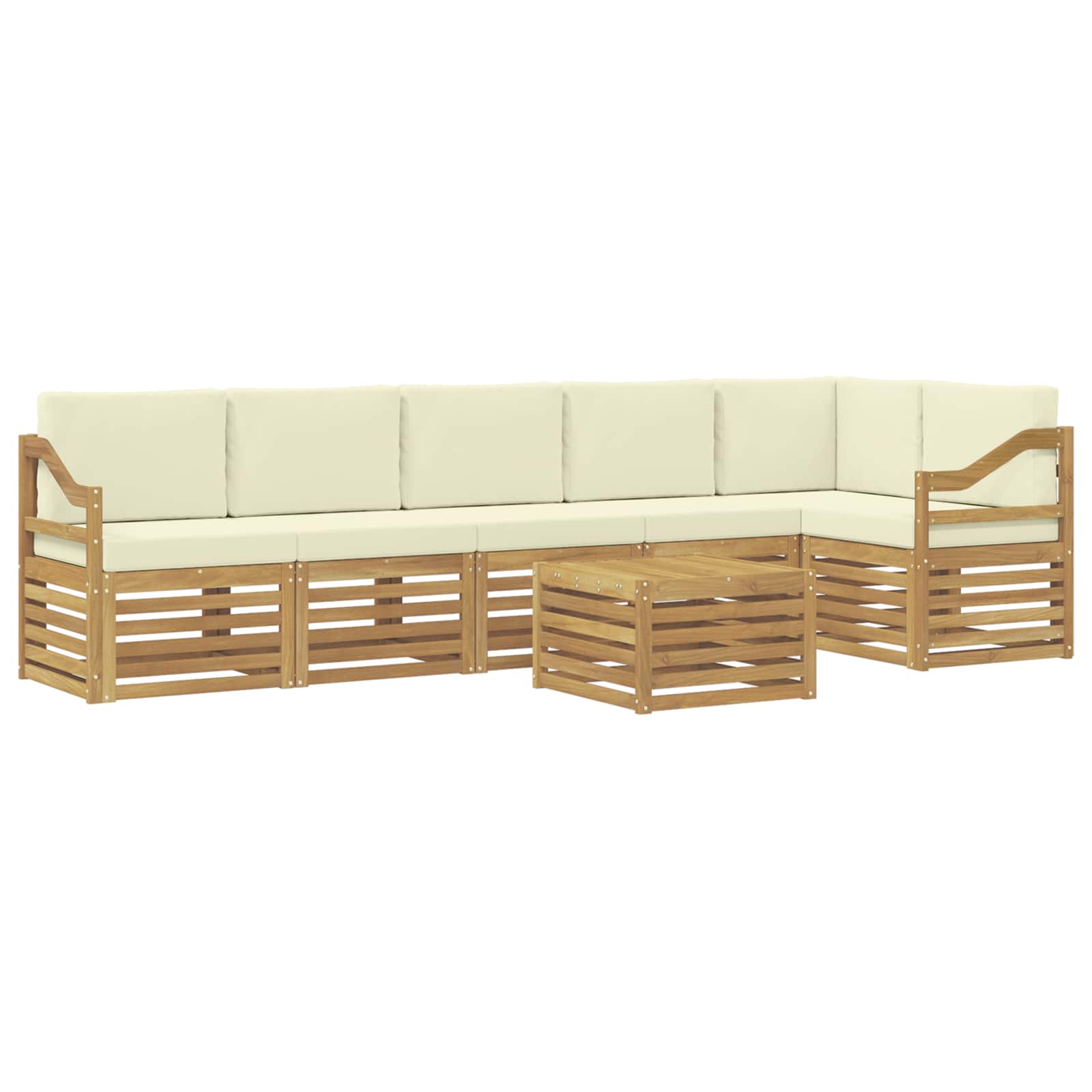 Ensemble de canapé d'angle avec coussin 7 pcs Blanc et crème - XIOS