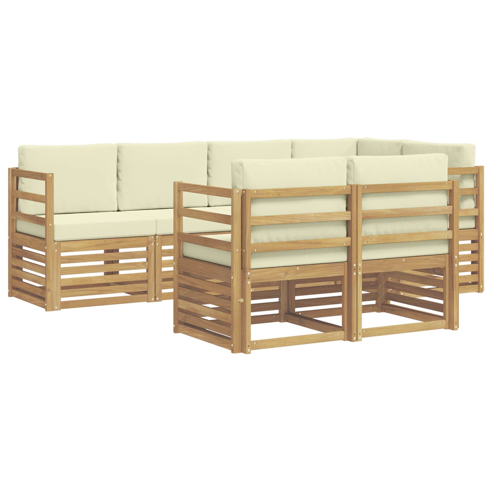 Ensemble de canapé d'angle avec coussin 7 pcs Blanc et crème - XIOS