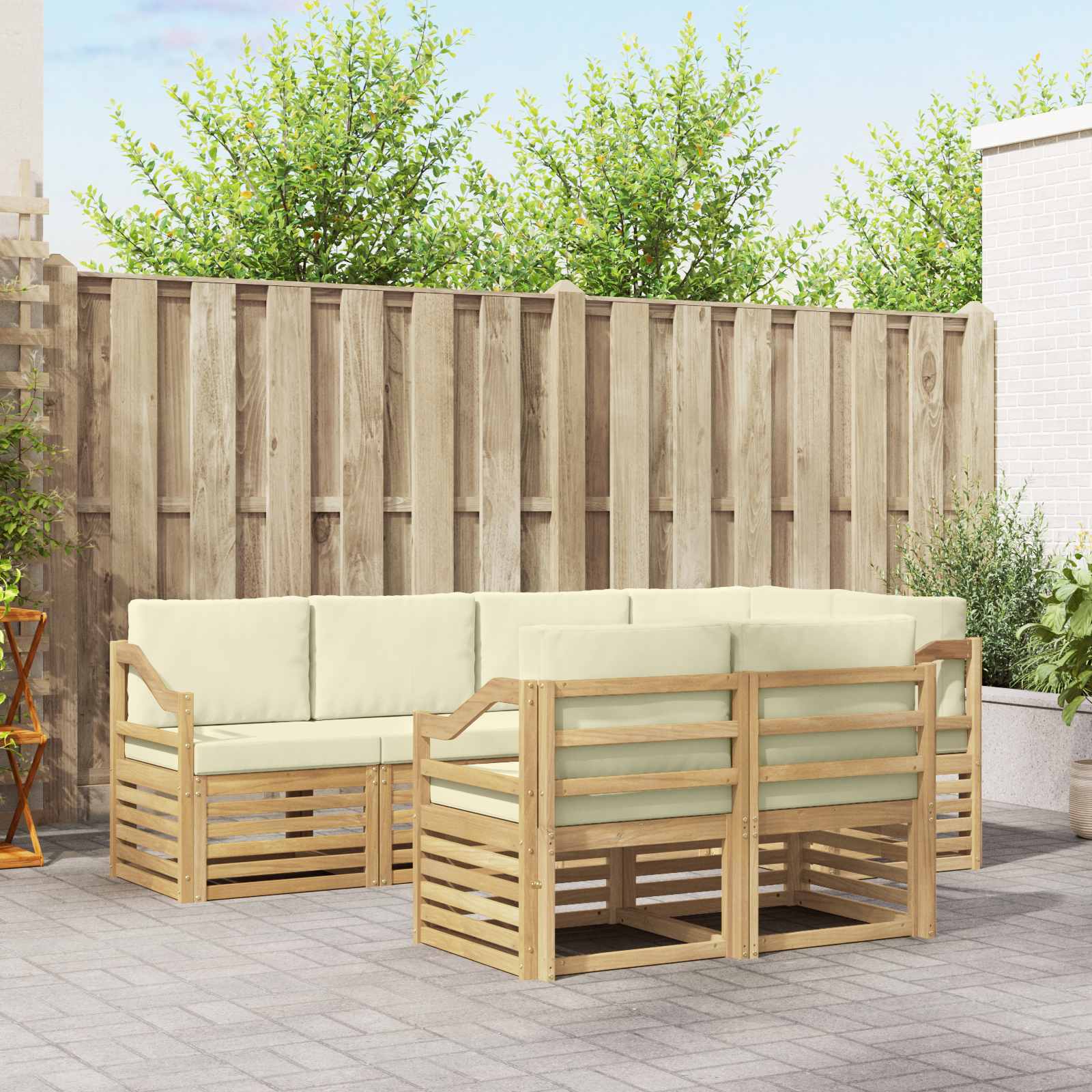 Ensemble de canapé d'angle avec coussin 7 pcs Blanc et crème - XIOS