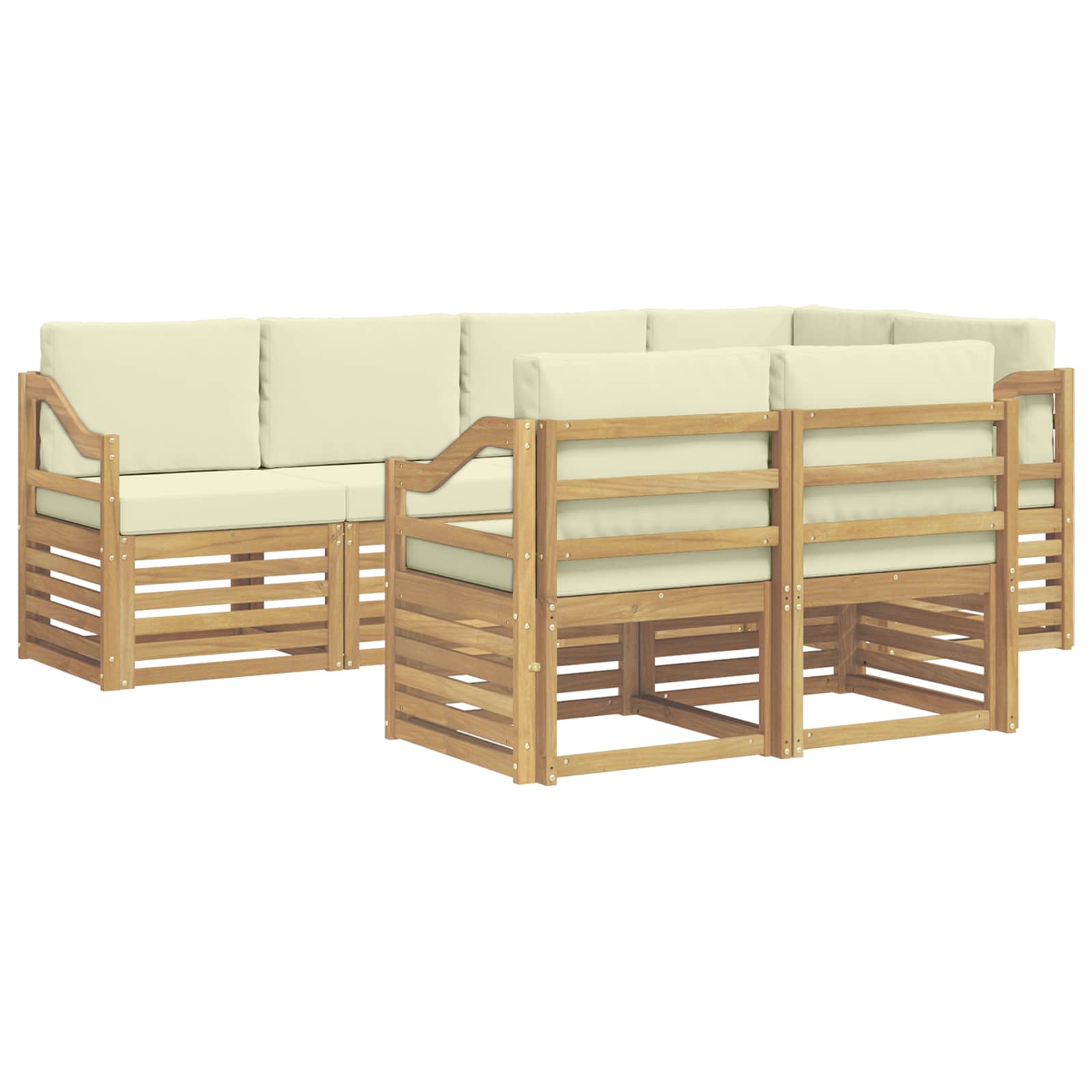 Ensemble de canapé d'angle avec coussin 7 pcs Blanc et crème - XIOS