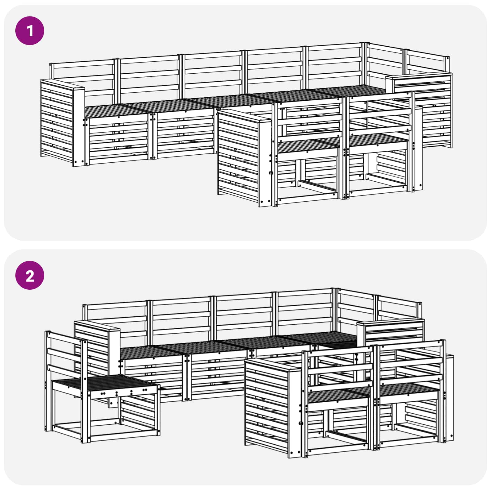 Ensemble de canapés d'extérieur 8 pcs Blanc 310 x 132,5 x 73 cm - XIOS