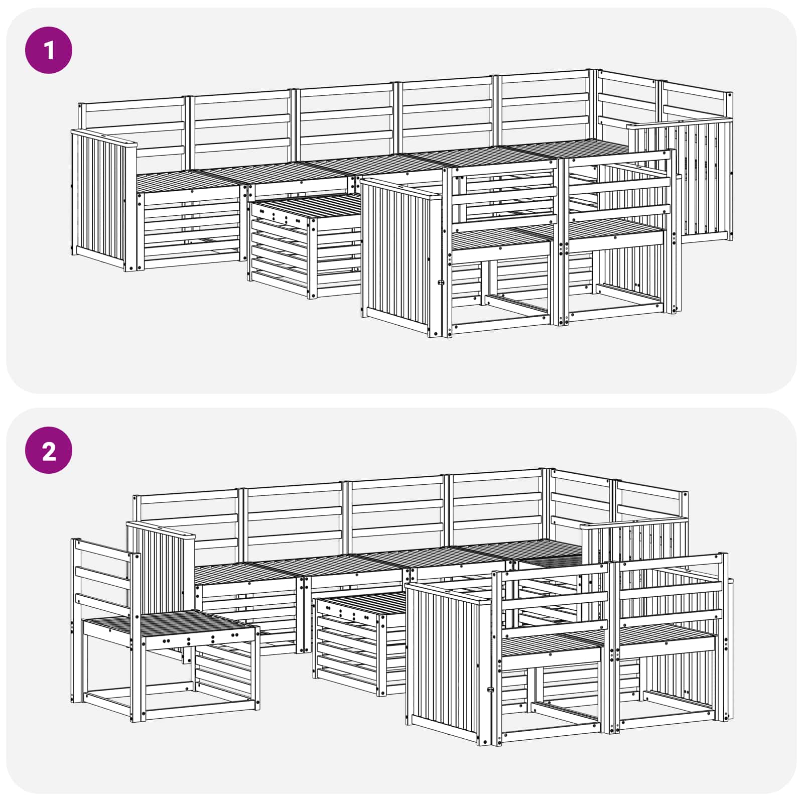 Ensemble de canapés d'extérieur 9 pcs Blanc 59 x 59 x 37 cm - XIOS