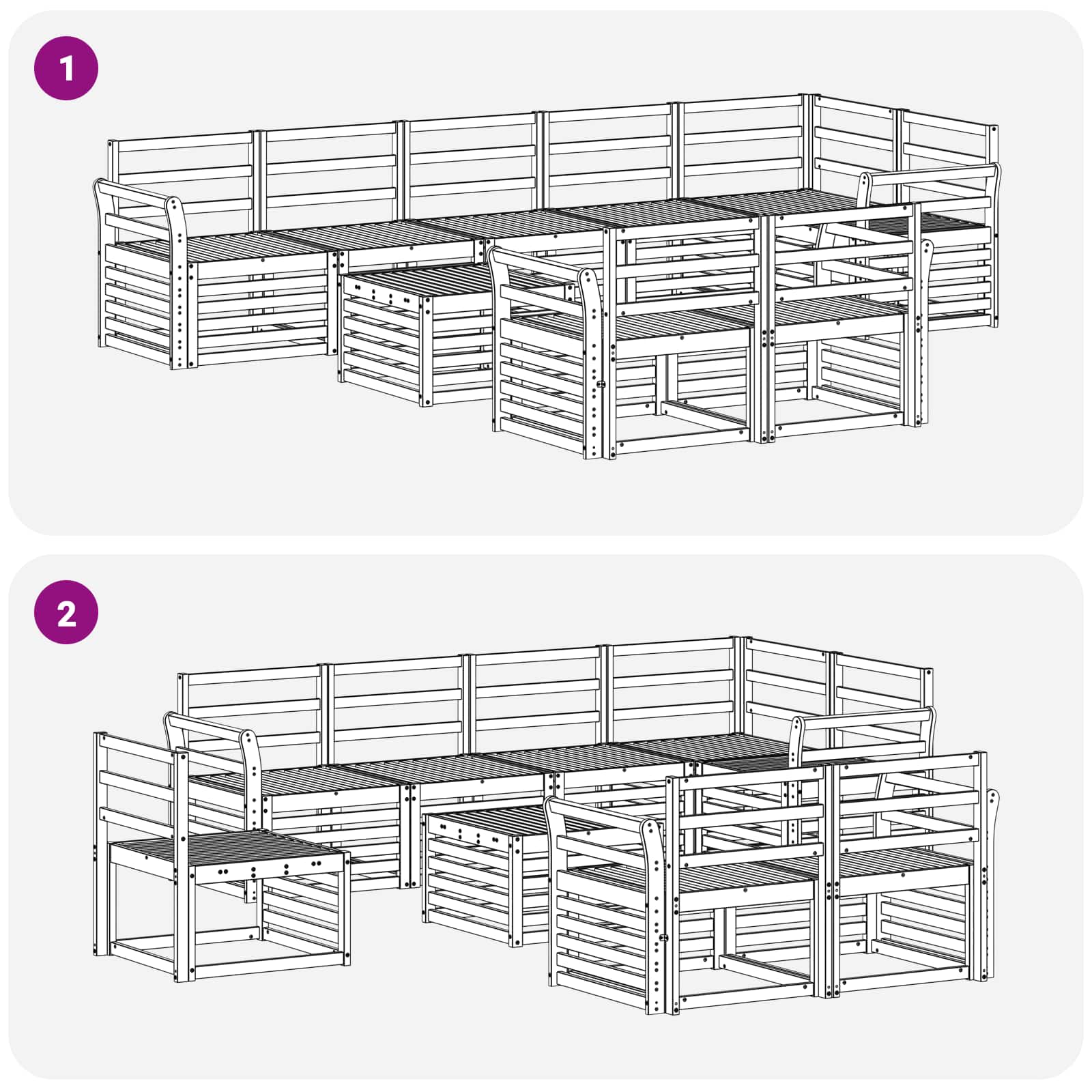 Ensemble de canapés d'extérieur 9 pcs Blanc 59 x 59 x 37 cm - XIOS