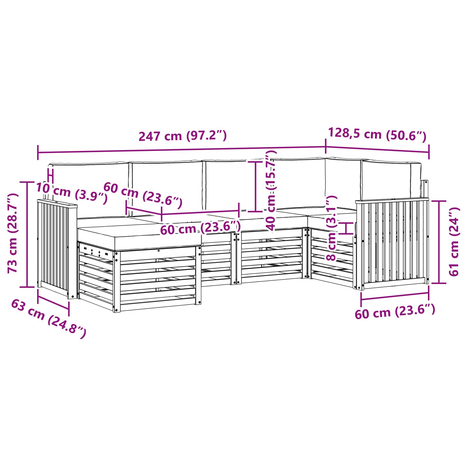 Ensemble de canapés d'extérieur 6 pcs Blanc et crème Polyester - XIOS