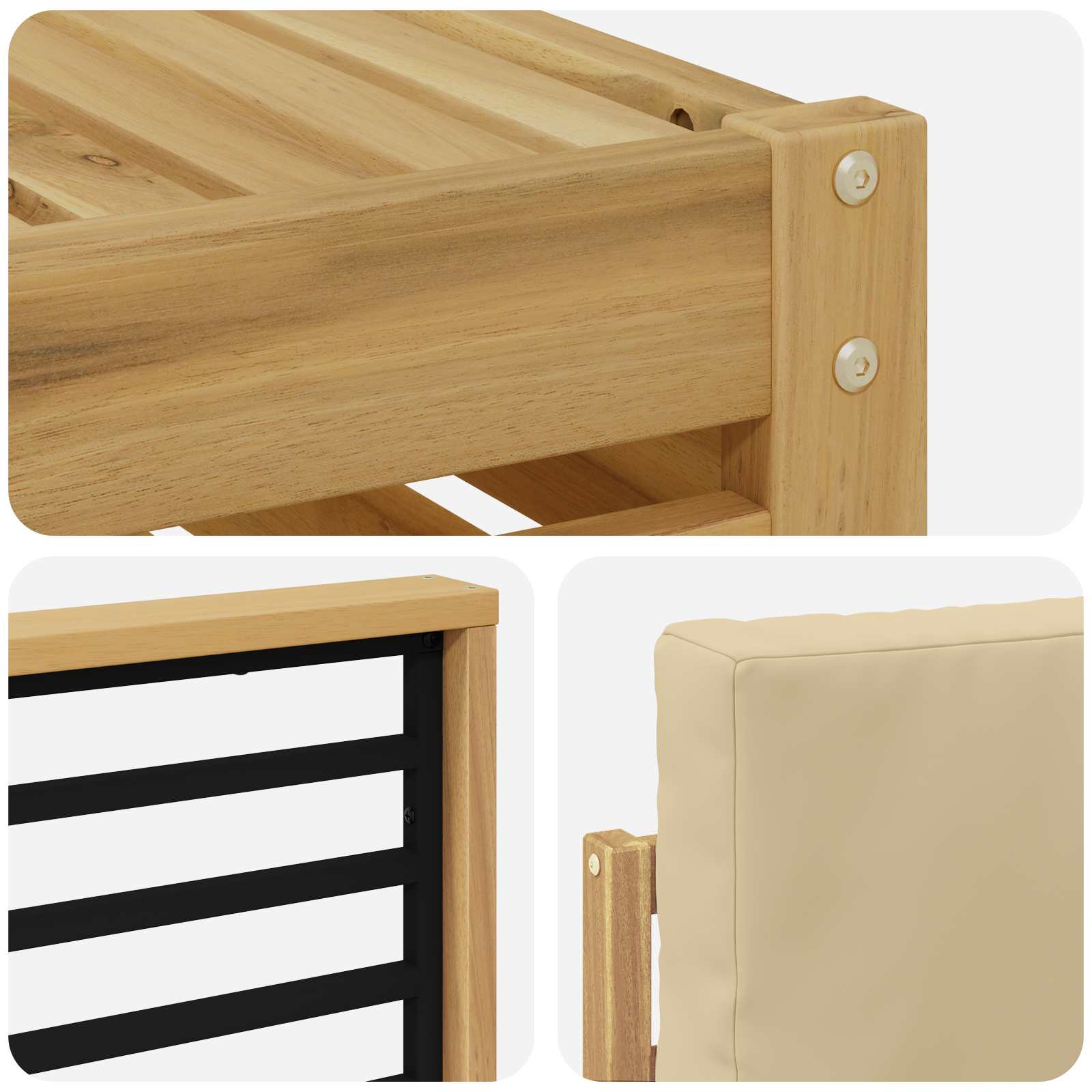 Ensemble de canapés d'extérieur 6 pcs Blanc et Beige Polyester - XIOS