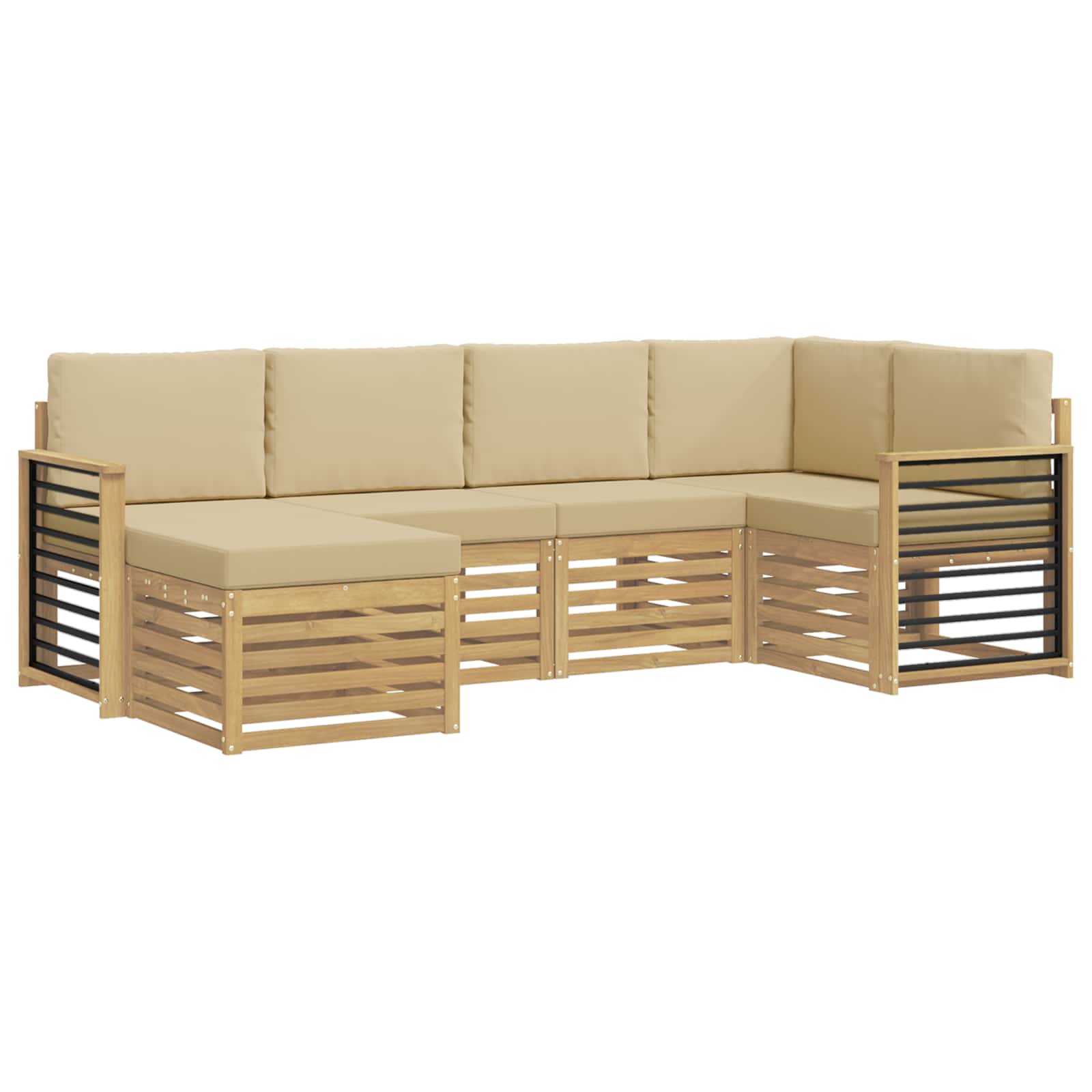 Ensemble de canapés d'extérieur 6 pcs Blanc et Beige Polyester - XIOS