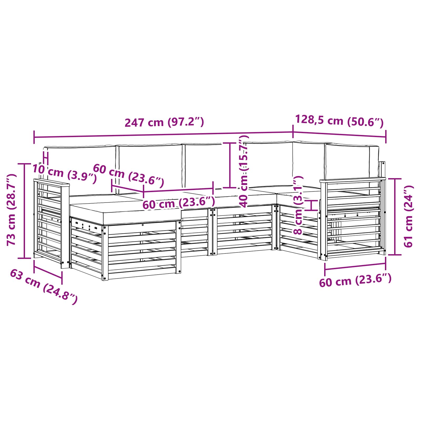 Ensemble de canapés d'extérieur 6 pcs Blanc et Beige Polyester - XIOS