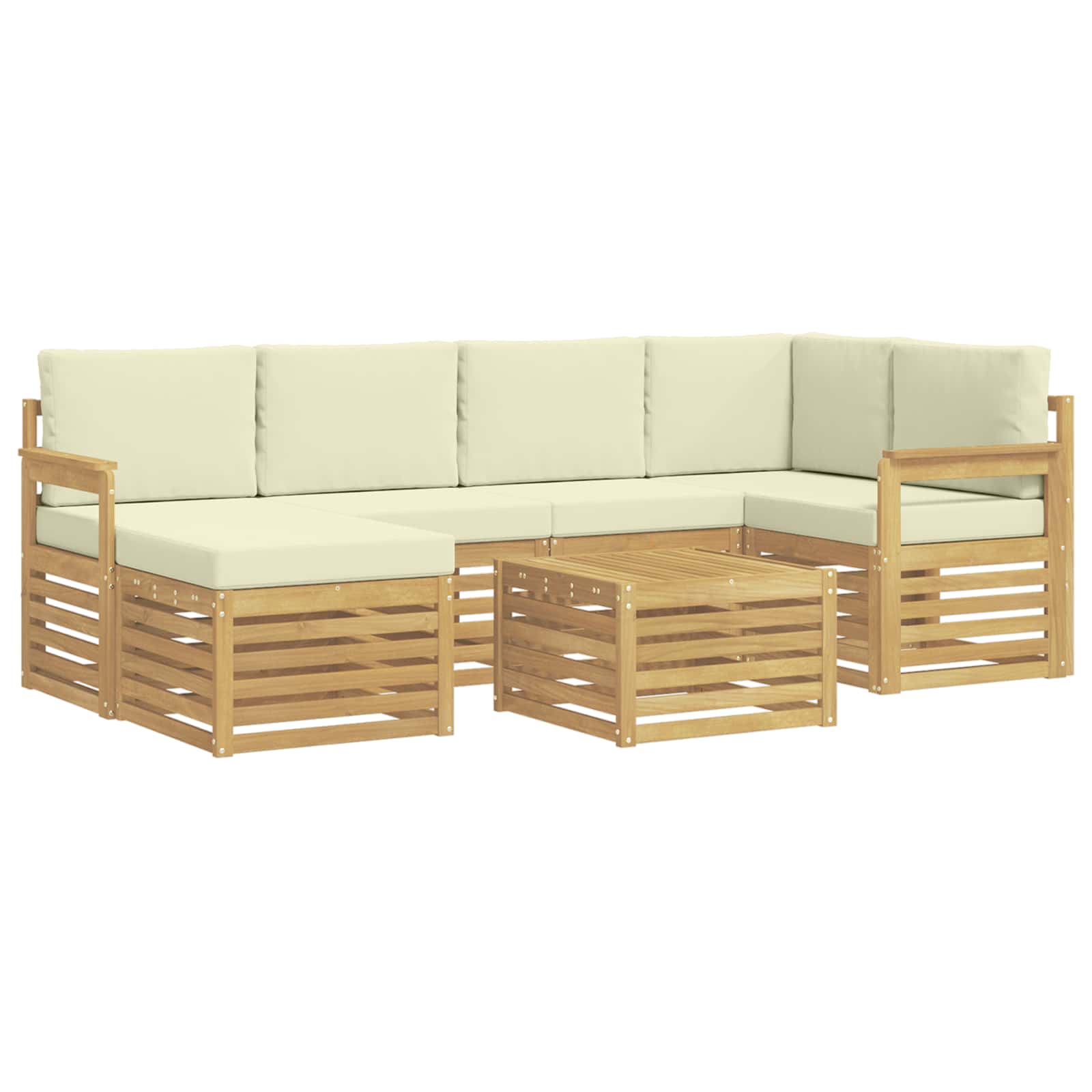 Ensemble de canapés d'extérieur 7 pcs Blanc et crème Polyester - XIOS