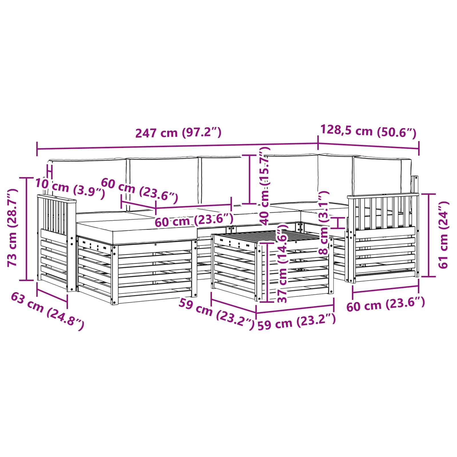 Ensemble de canapés d'extérieur 7 pcs Blanc et anthracite - XIOS