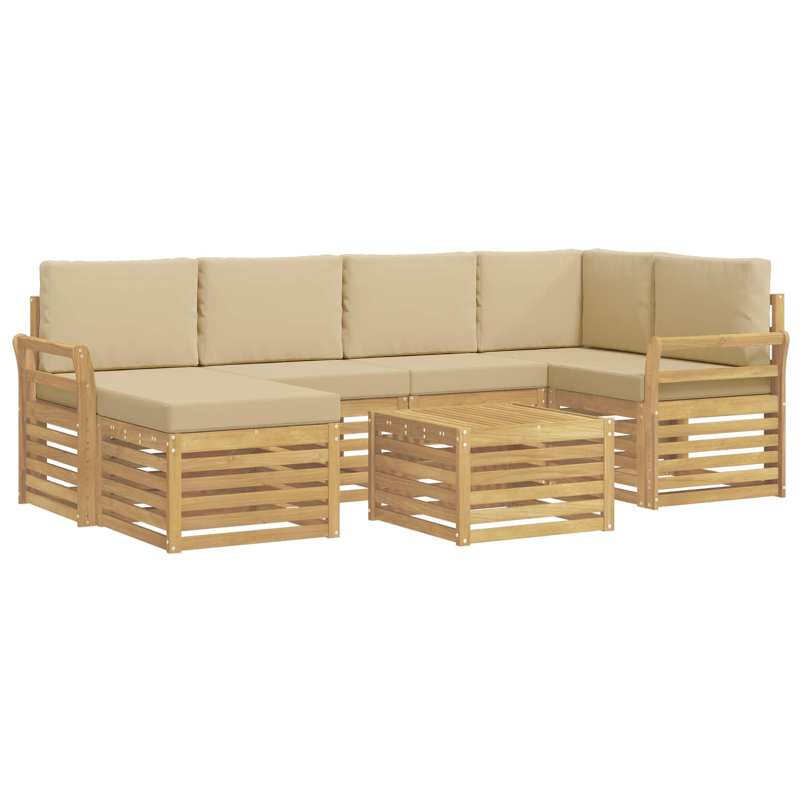 Ensemble de canapés d'extérieur 7 pcs Blanc et Beige Polyester - XIOS