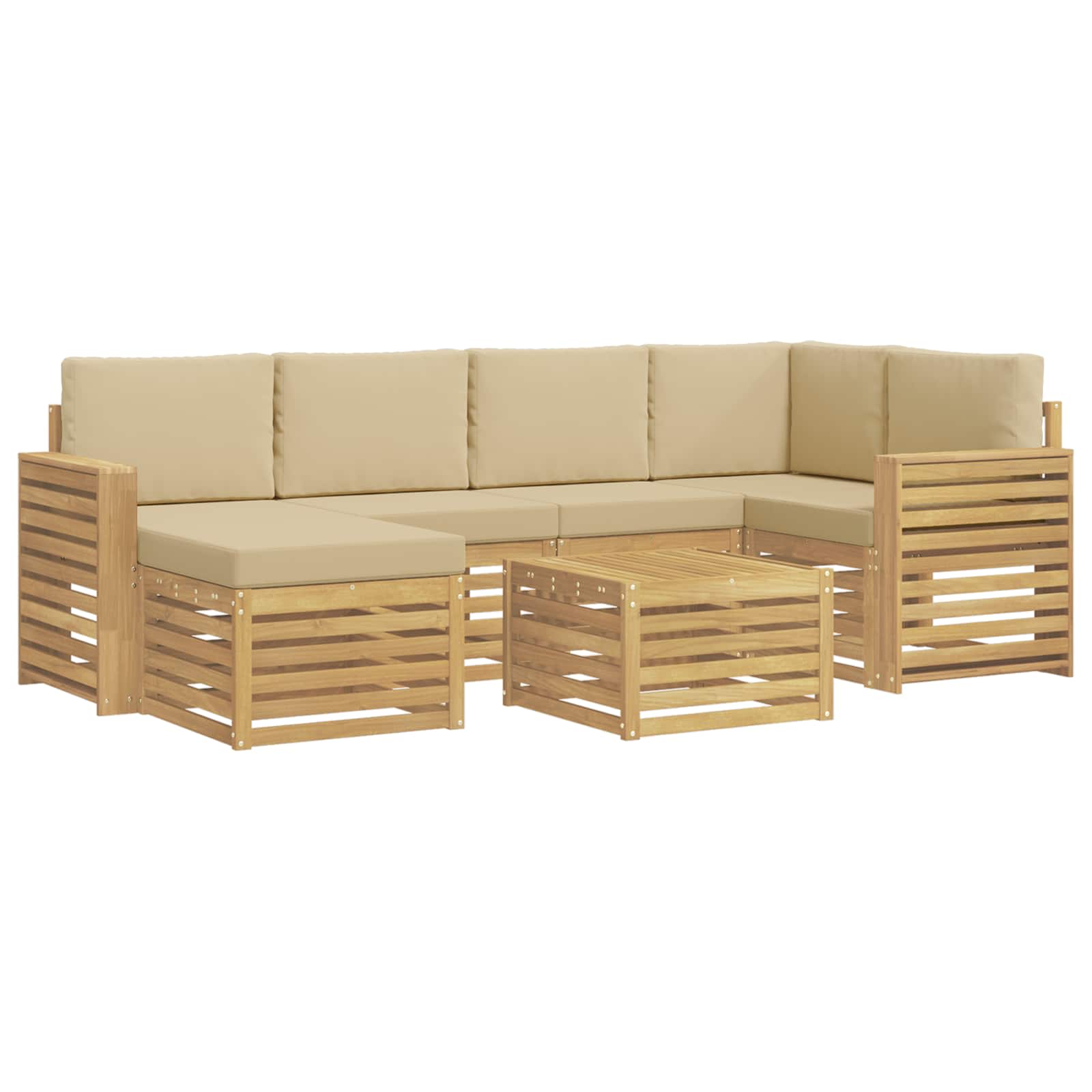Ensemble de canapés d'extérieur 7 pcs Blanc et Beige Polyester - XIOS