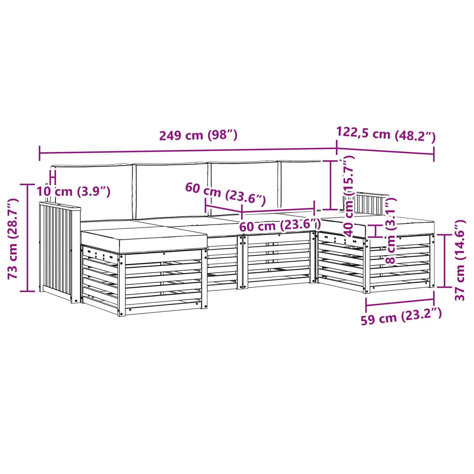 Ensemble de canapés d'extérieur 6 pcs Blanc et anthracite - XIOS