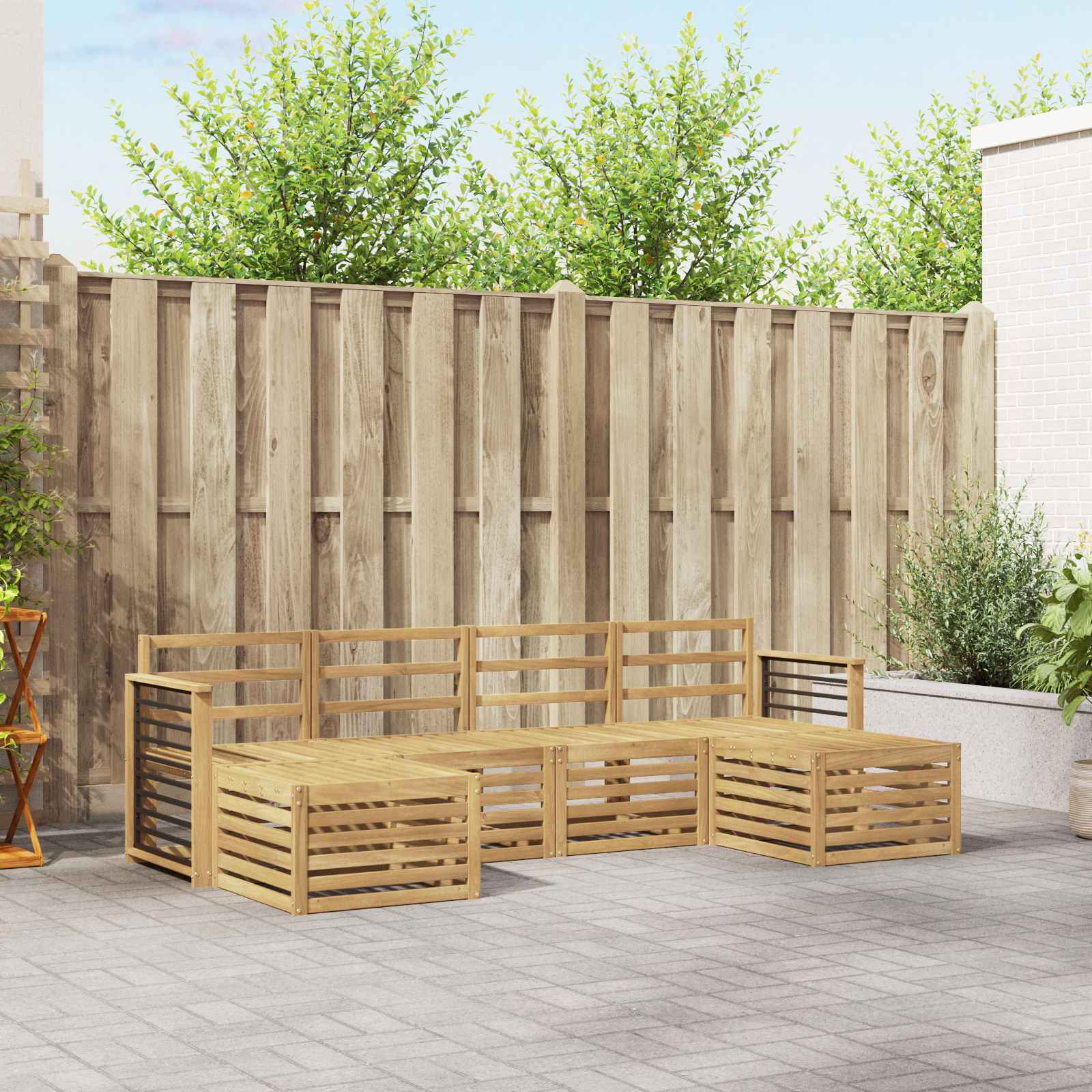 Ensembles de canapés 6 pcs Blanc Bois d'Acacia Massif - XIOS