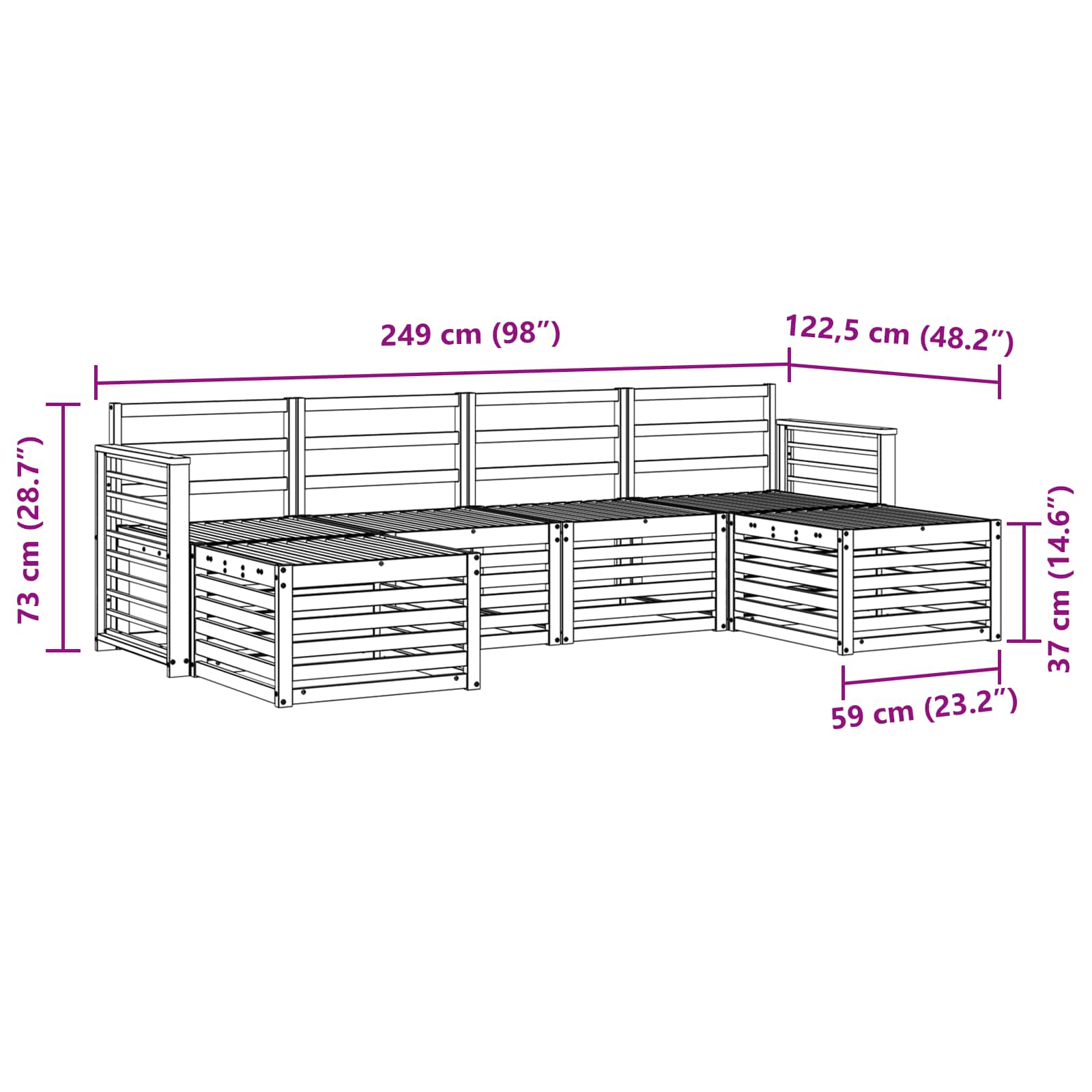 Ensembles de canapés 6 pcs Blanc Bois d'Acacia Massif - XIOS