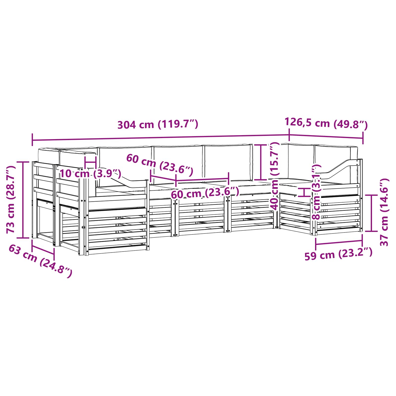 Ensemble de canapé d'angle 7 pcs Blanc et gris clair - XIOS