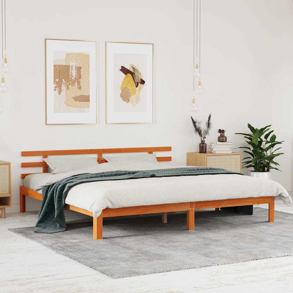 Cadre de lit avec tête de lit Brun cire 203.5 x 205.5 x 69.5 cm - XIOS