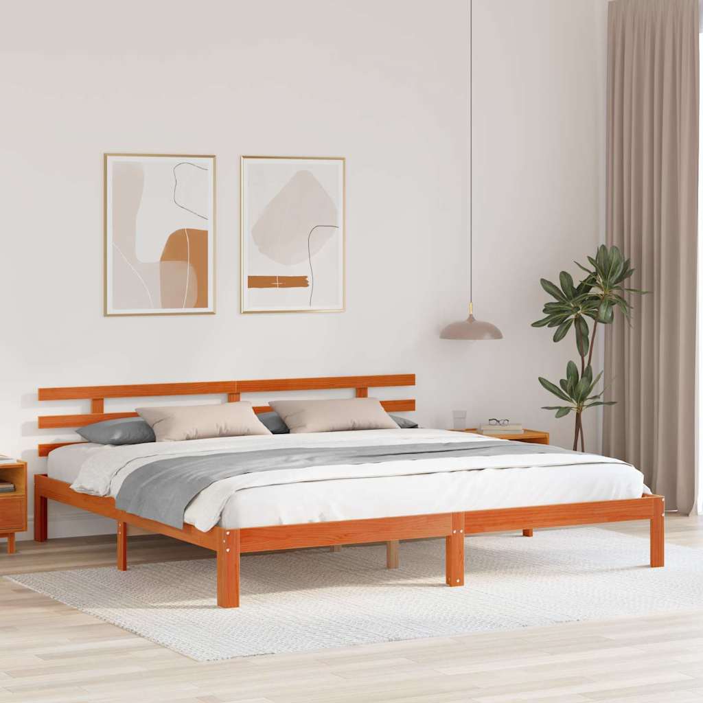 Cadre de lit avec tête de lit Brun cire 203.5 x 205.5 x 69.5 cm - XIOS