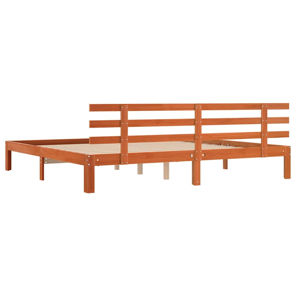 Cadre de lit Marron cire 200 x 200 cm Pin en bois massif - XIOS