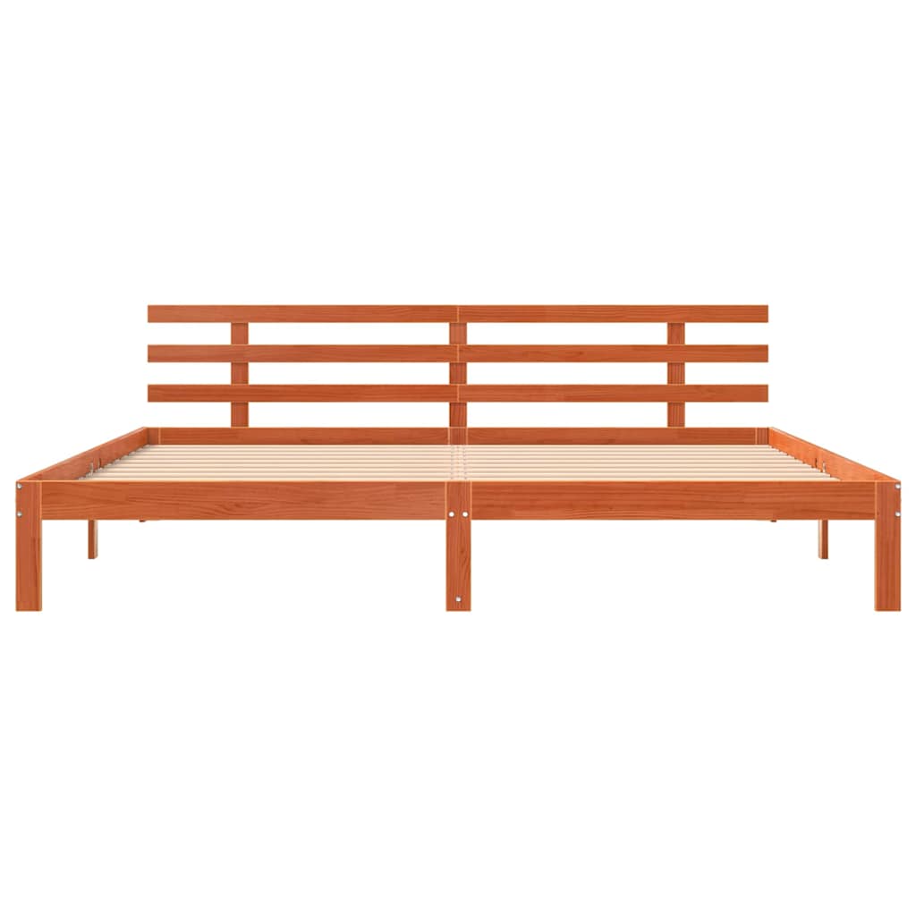 Cadre de lit Marron cire 200 x 200 cm Pin en bois massif - XIOS