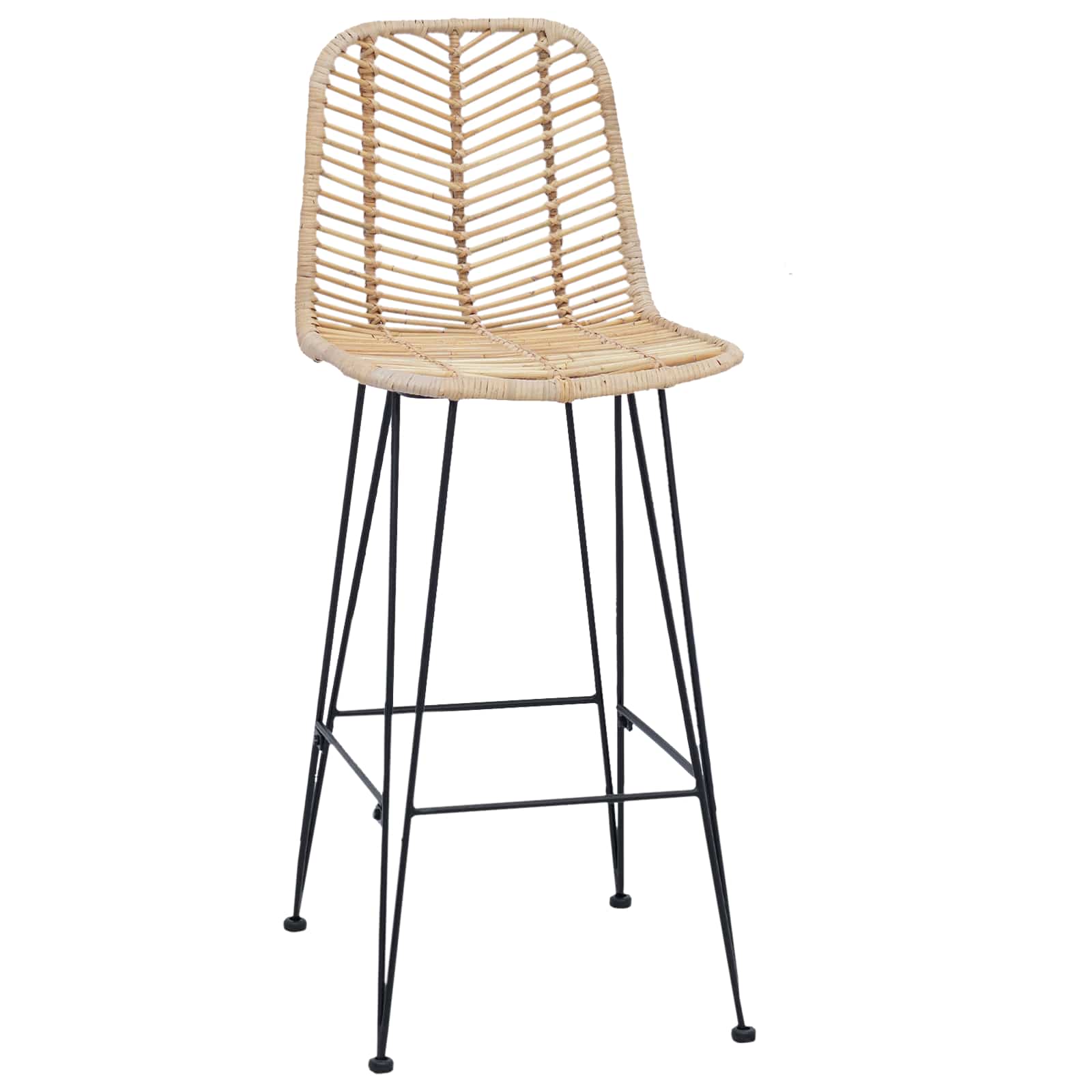 Chaise de bar 2 pc Naturel 44 x 52 x 111 cm Rotin et métal