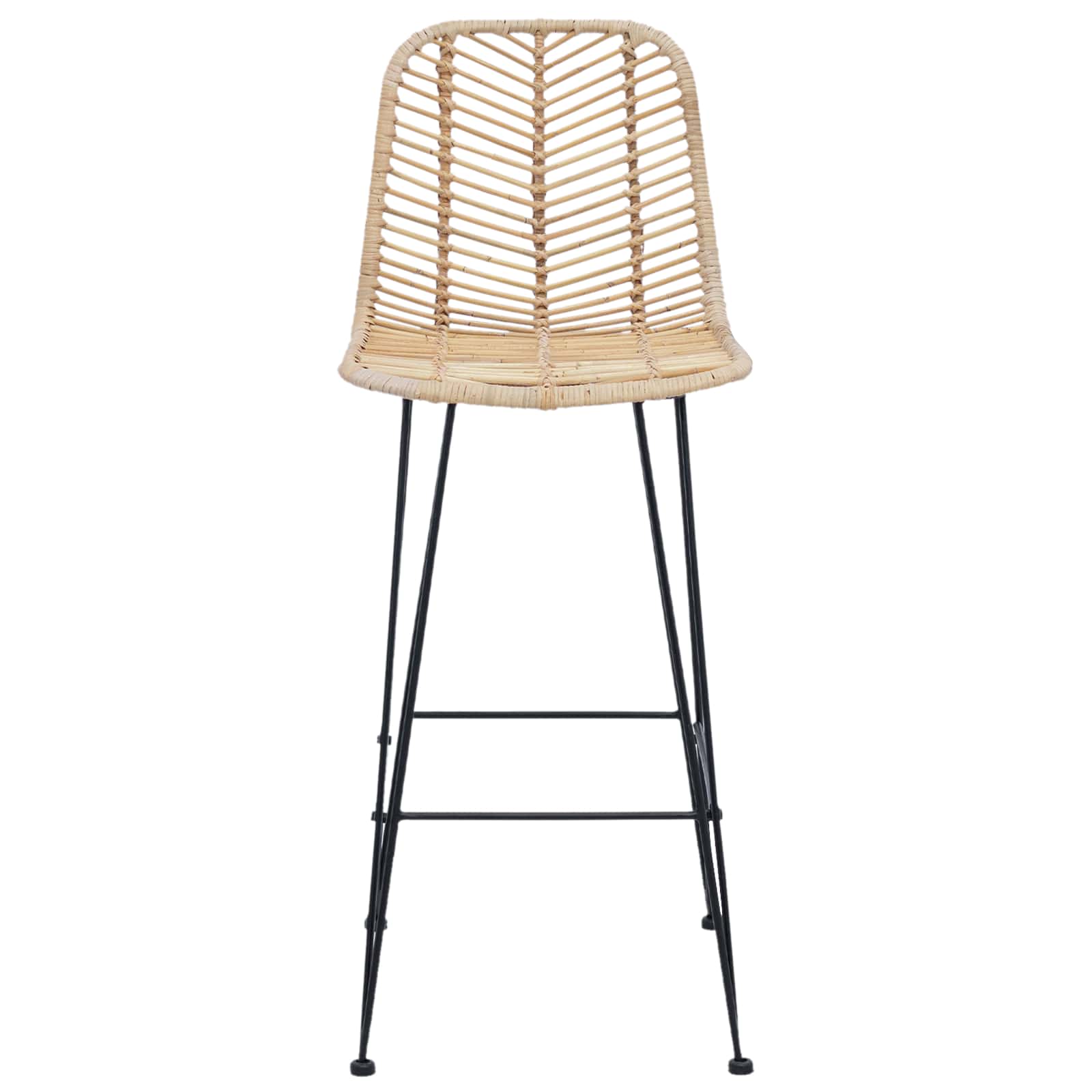 Chaise de bar 2 pc Naturel 44 x 52 x 111 cm Rotin et métal