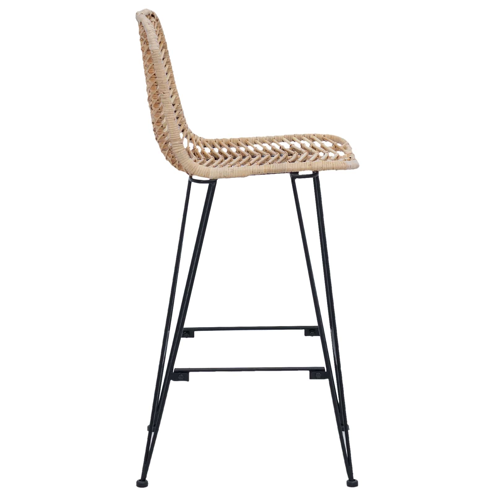 Chaise de bar 2 pc Naturel 44 x 52 x 111 cm Rotin et métal