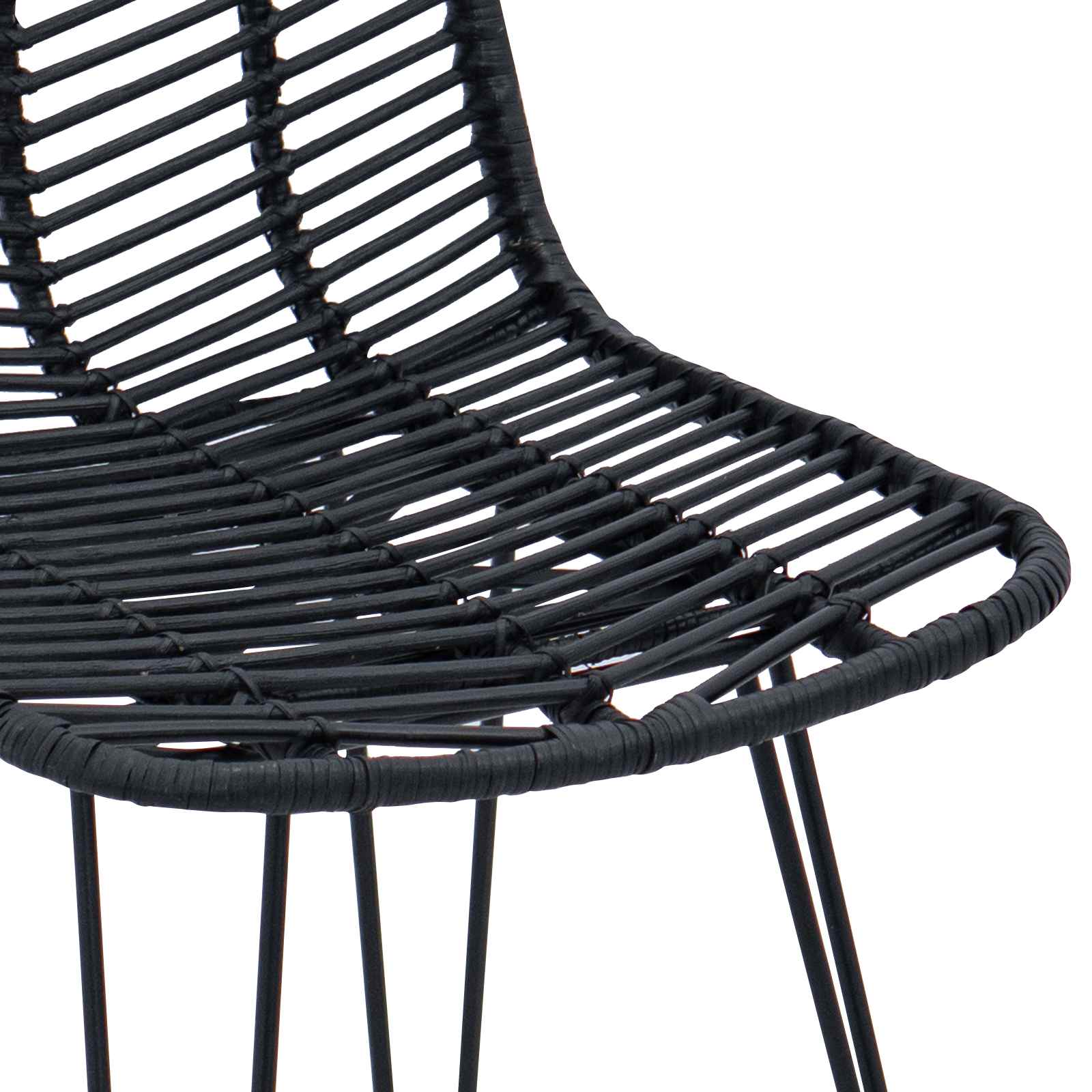 Chaise de bar 2 pc Noir 44,5 x 54,5 x 97,5 cm Rotin et métal