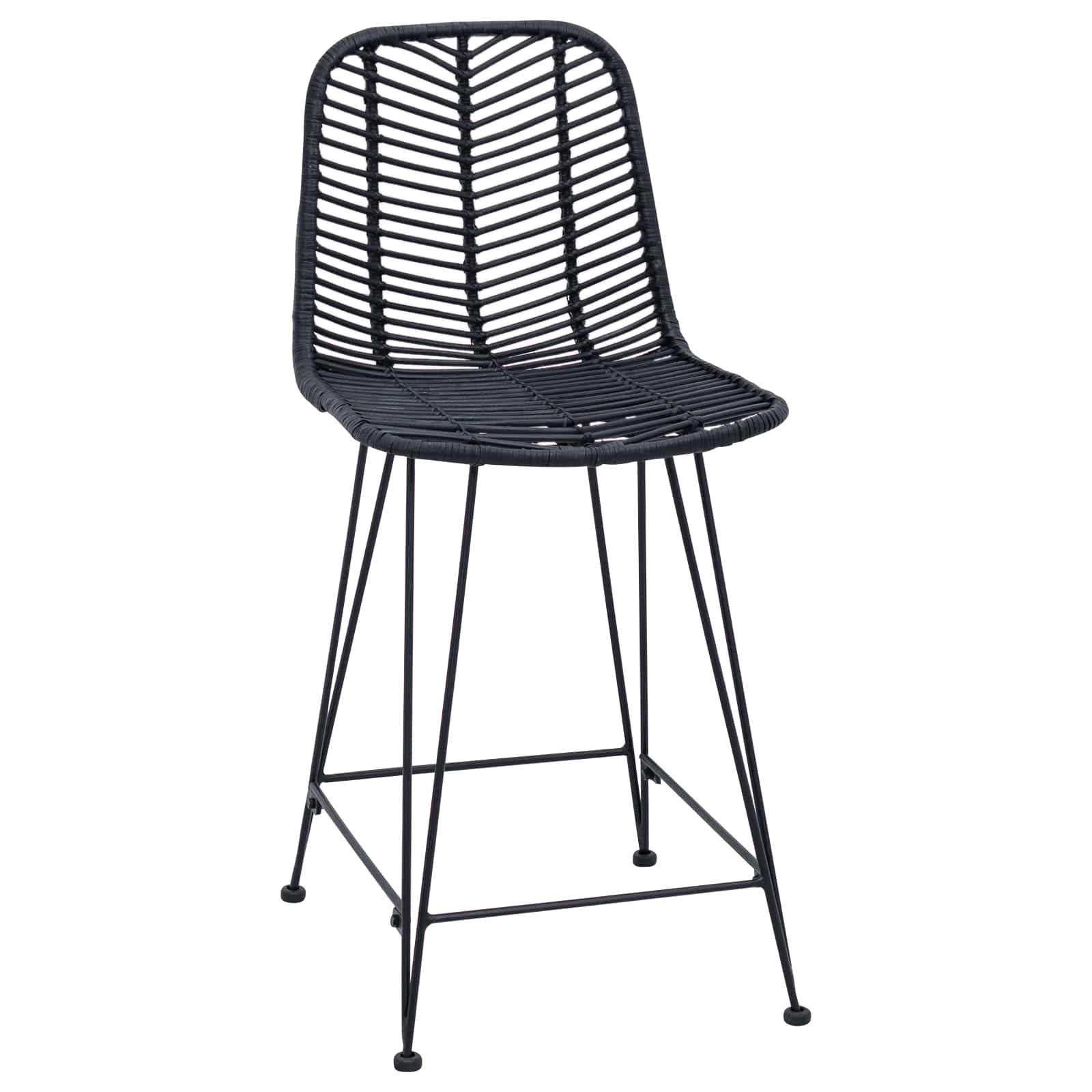 Chaise de bar 2 pc Noir 44,5 x 54,5 x 97,5 cm Rotin et métal