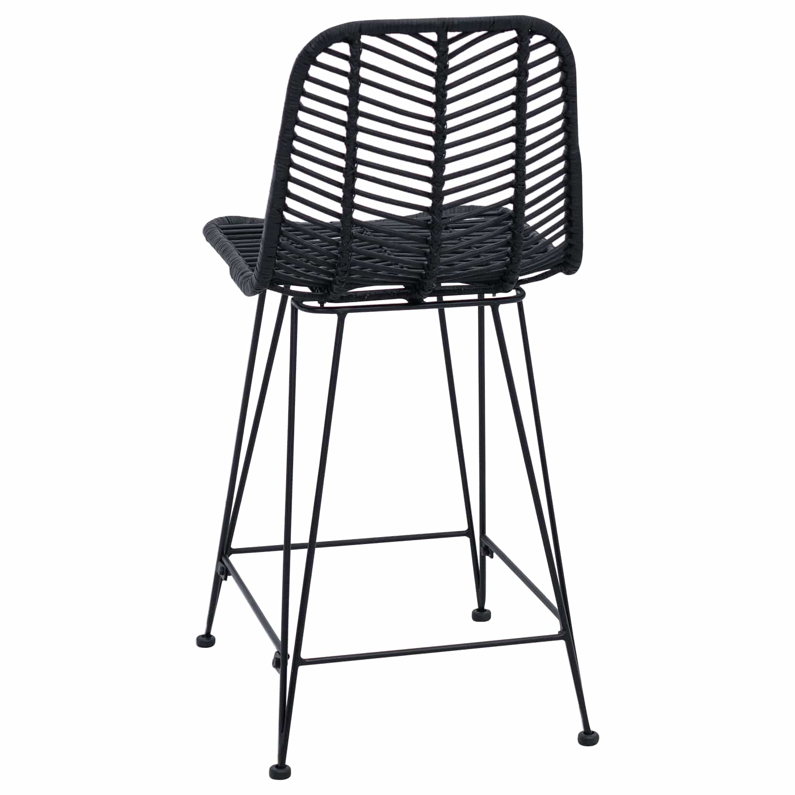 Chaise de bar 2 pc Noir 44,5 x 54,5 x 97,5 cm Rotin et métal