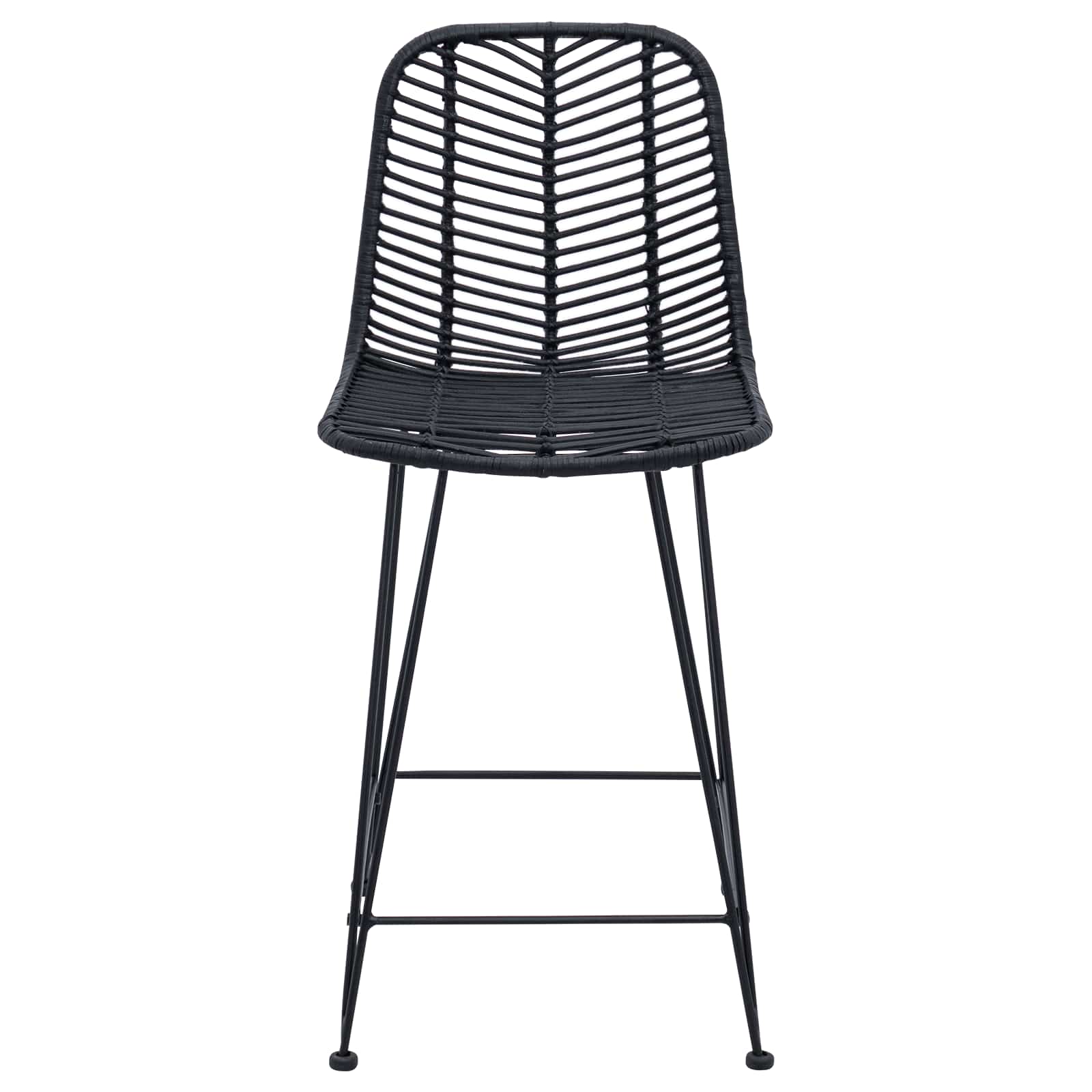 Chaise de bar 2 pc Noir 44,5 x 54,5 x 97,5 cm Rotin et métal