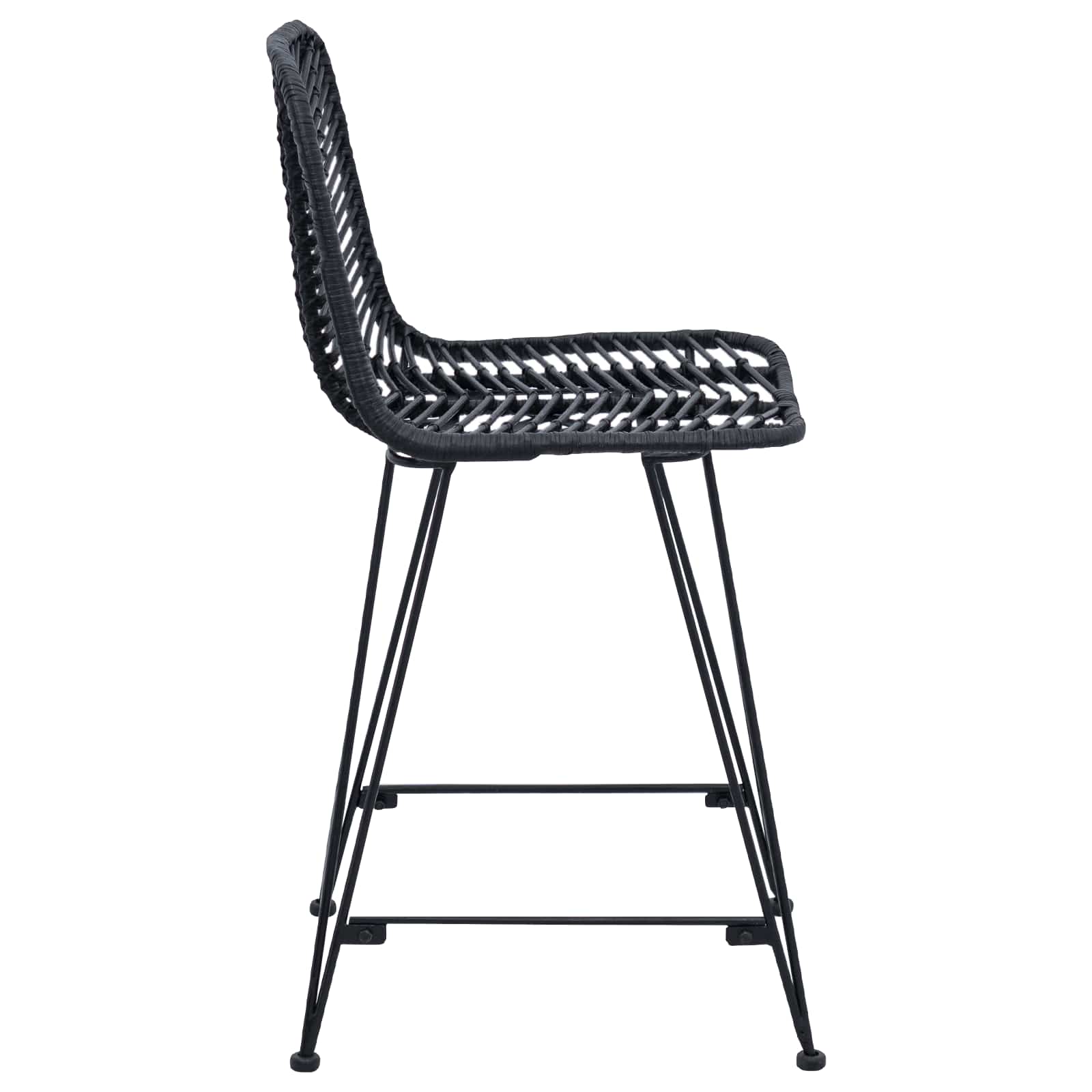 Chaise de bar 2 pc Noir 44,5 x 54,5 x 97,5 cm Rotin et métal