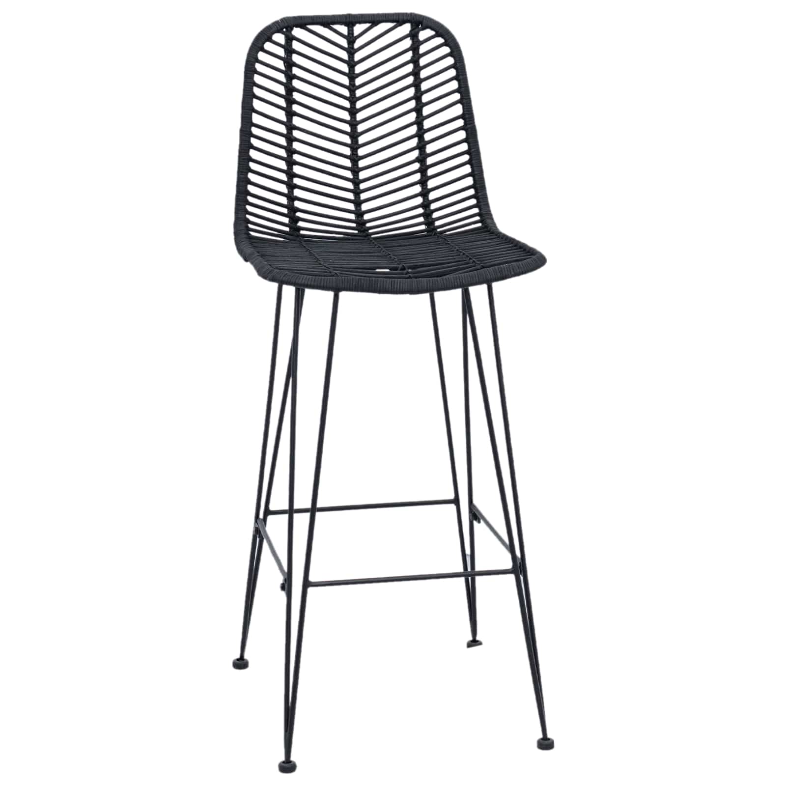 Chaise de bar 2 pc Noir 44 x 52 x 111 cm Rotin et métal