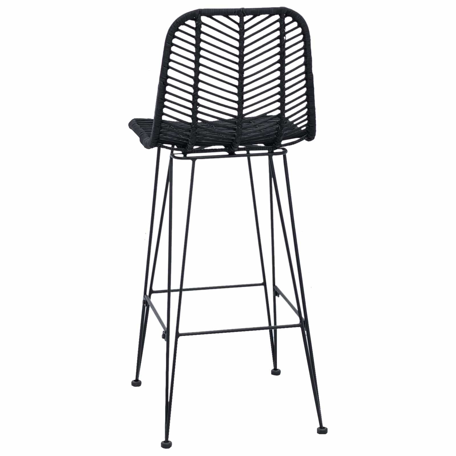 Chaise de bar 2 pc Noir 44 x 52 x 111 cm Rotin et métal