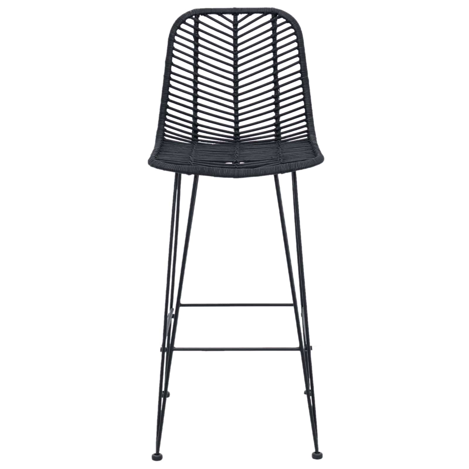 Chaise de bar 2 pc Noir 44 x 52 x 111 cm Rotin et métal