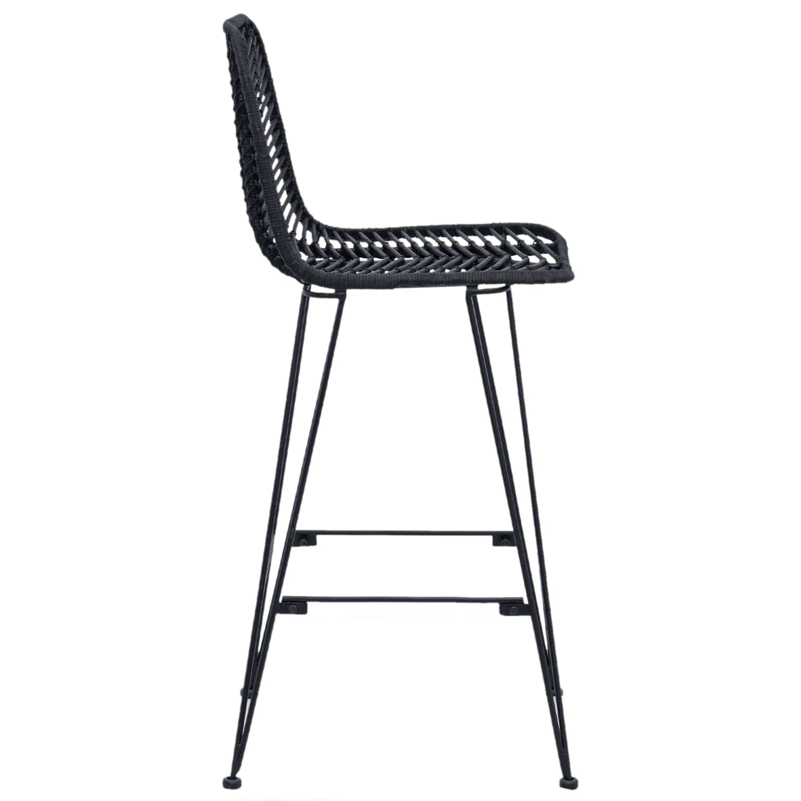 Chaise de bar 2 pc Noir 44 x 52 x 111 cm Rotin et métal