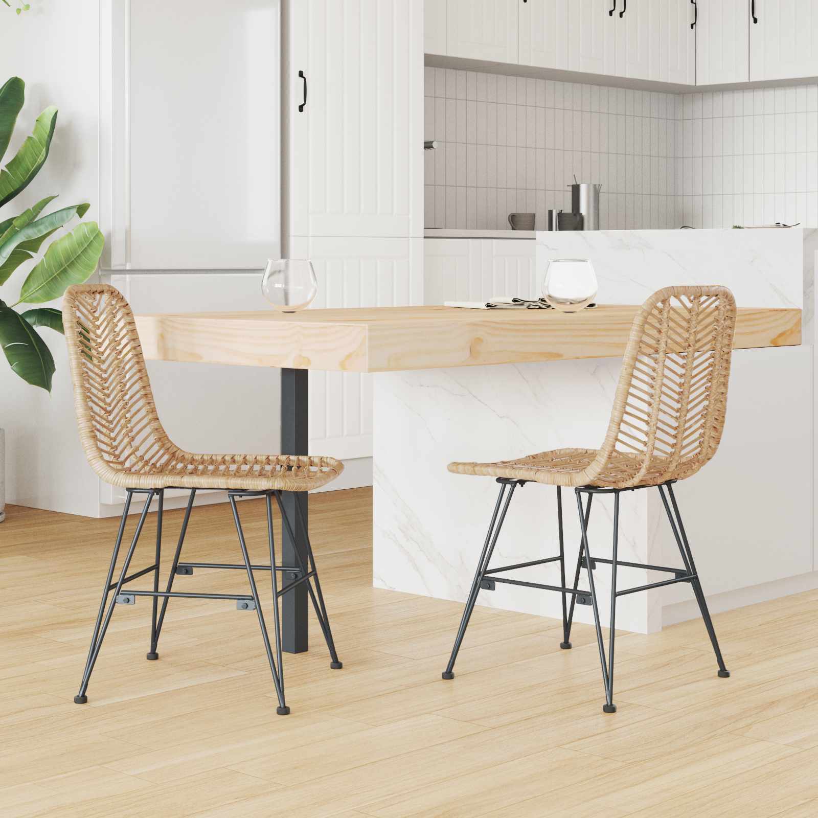 Chaise de salle à manger 2 pcs Naturel 44,5 x 55 x 85 cm - XIOS