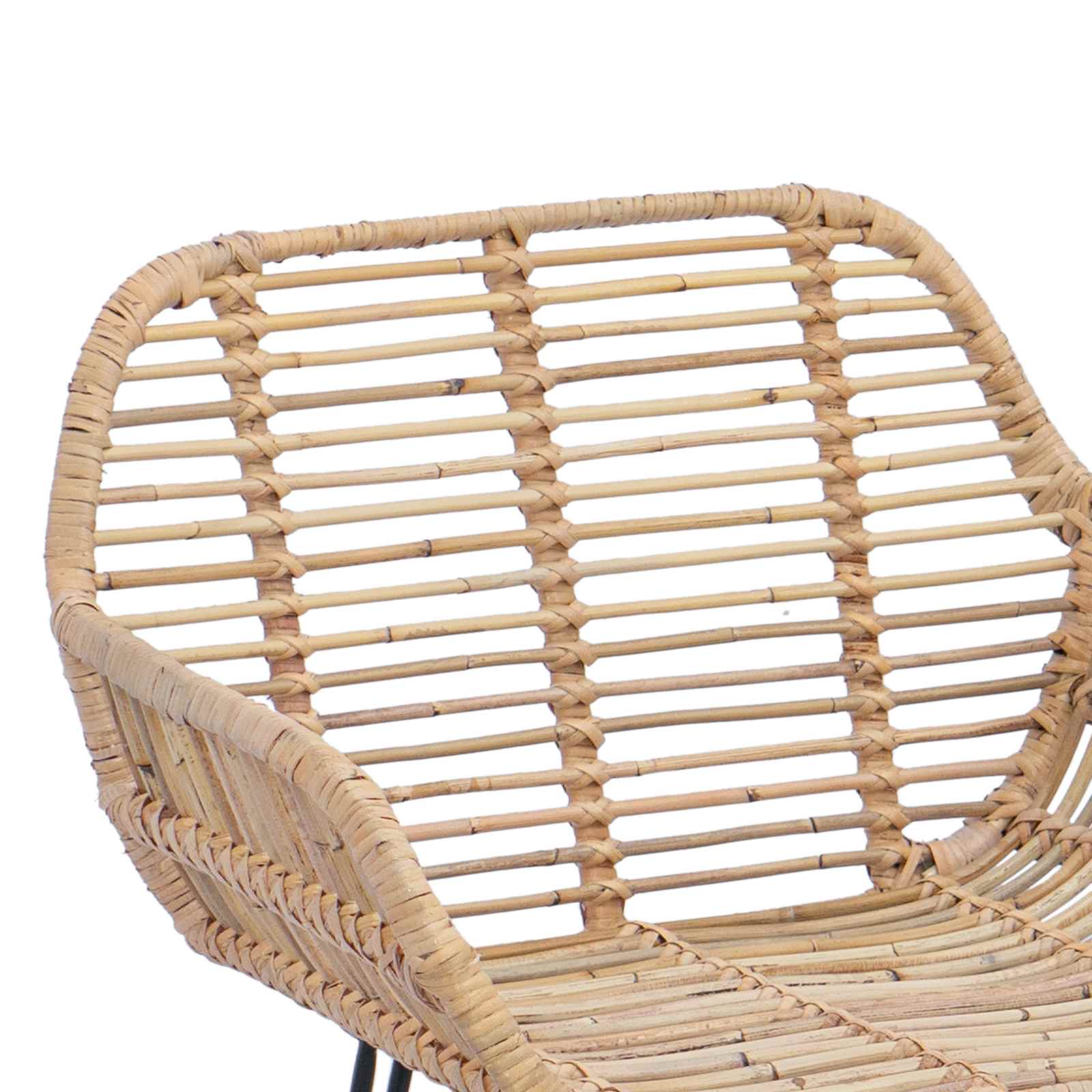 Chaise de bar 2 pcs Naturel 55 x 52 x 92 cm Rotin et métal - XIOS