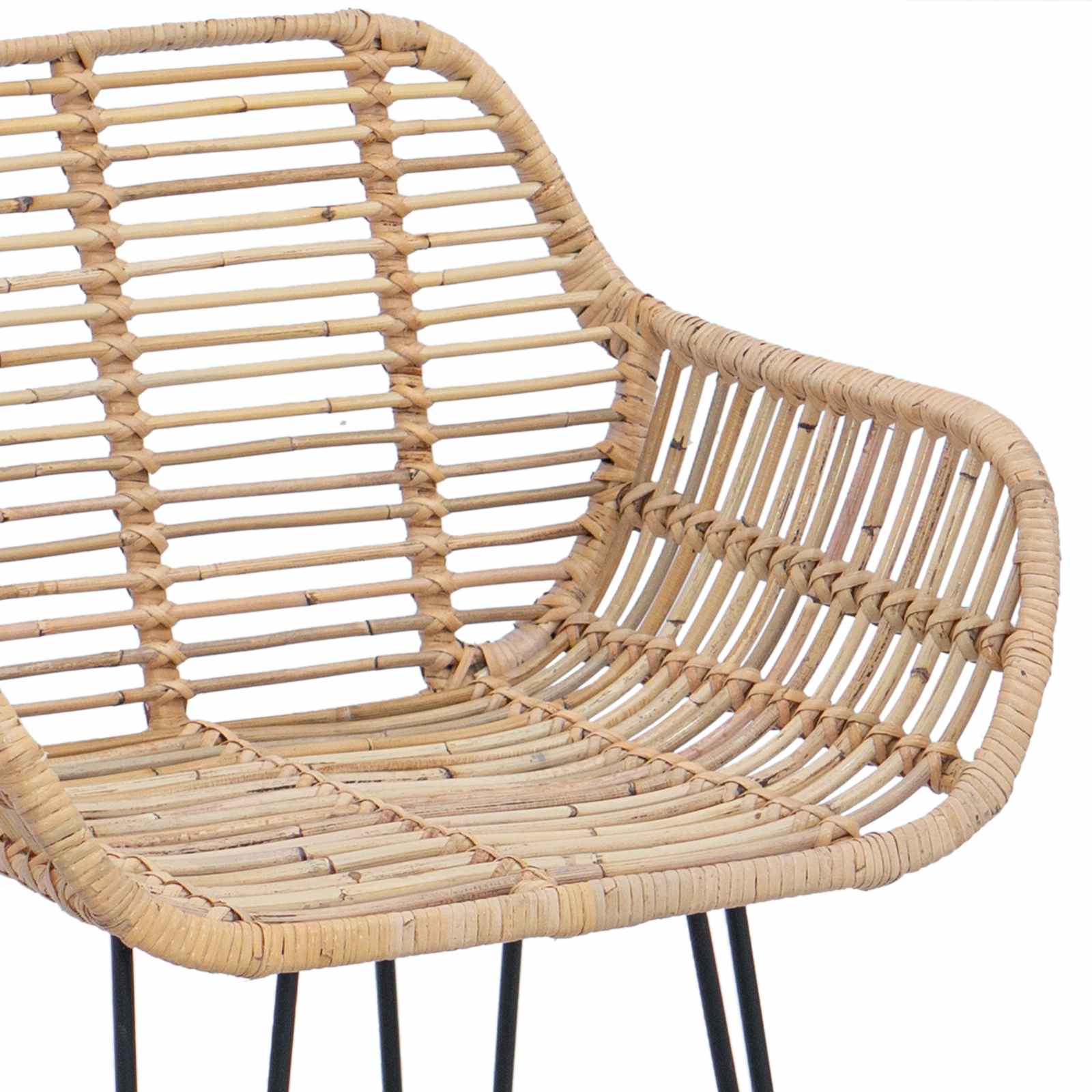 Chaise de bar 2 pcs Naturel 55 x 52 x 92 cm Rotin et métal - XIOS