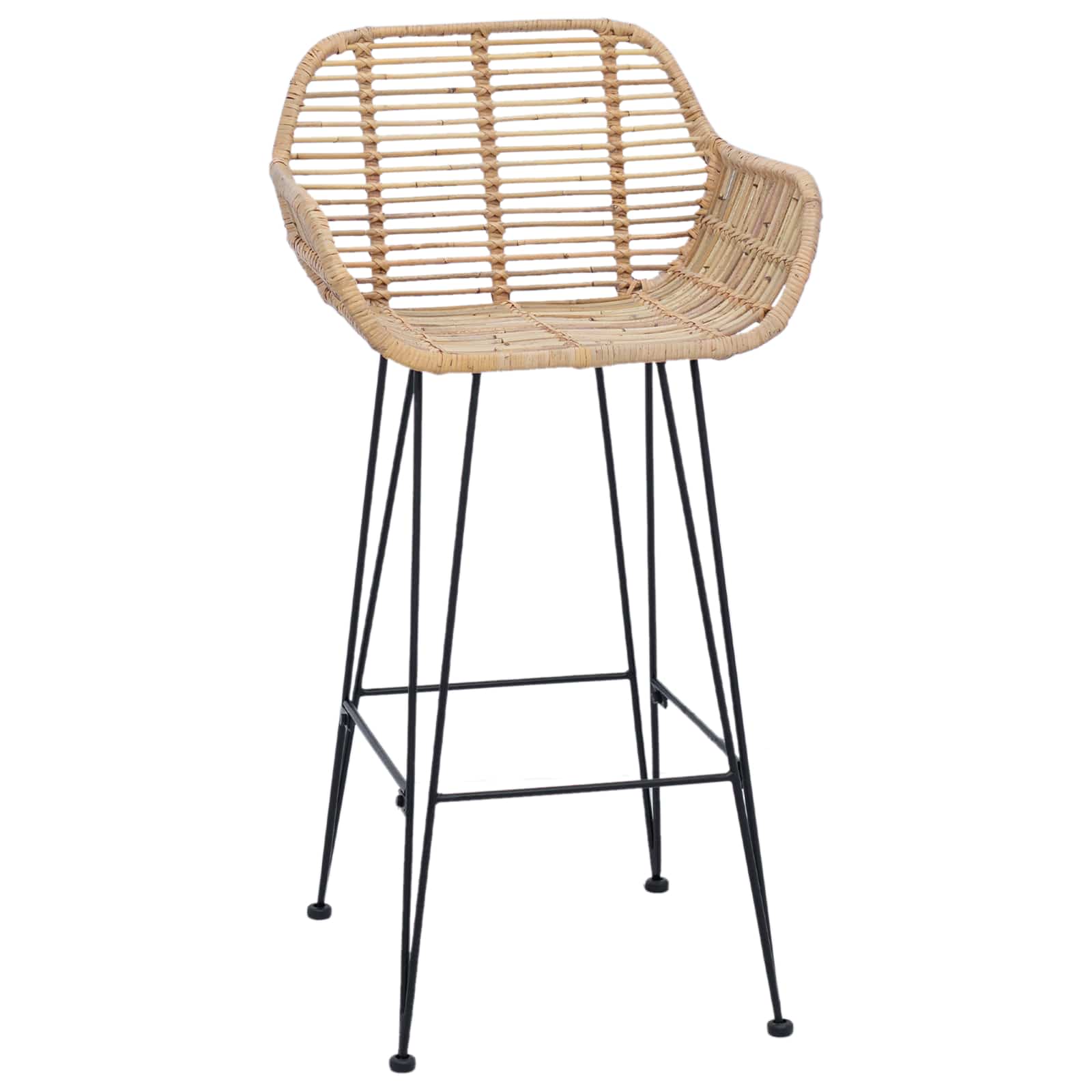 Chaise de bar 2 pc Naturel 55 x 52 x 92 cm Rotin et métal