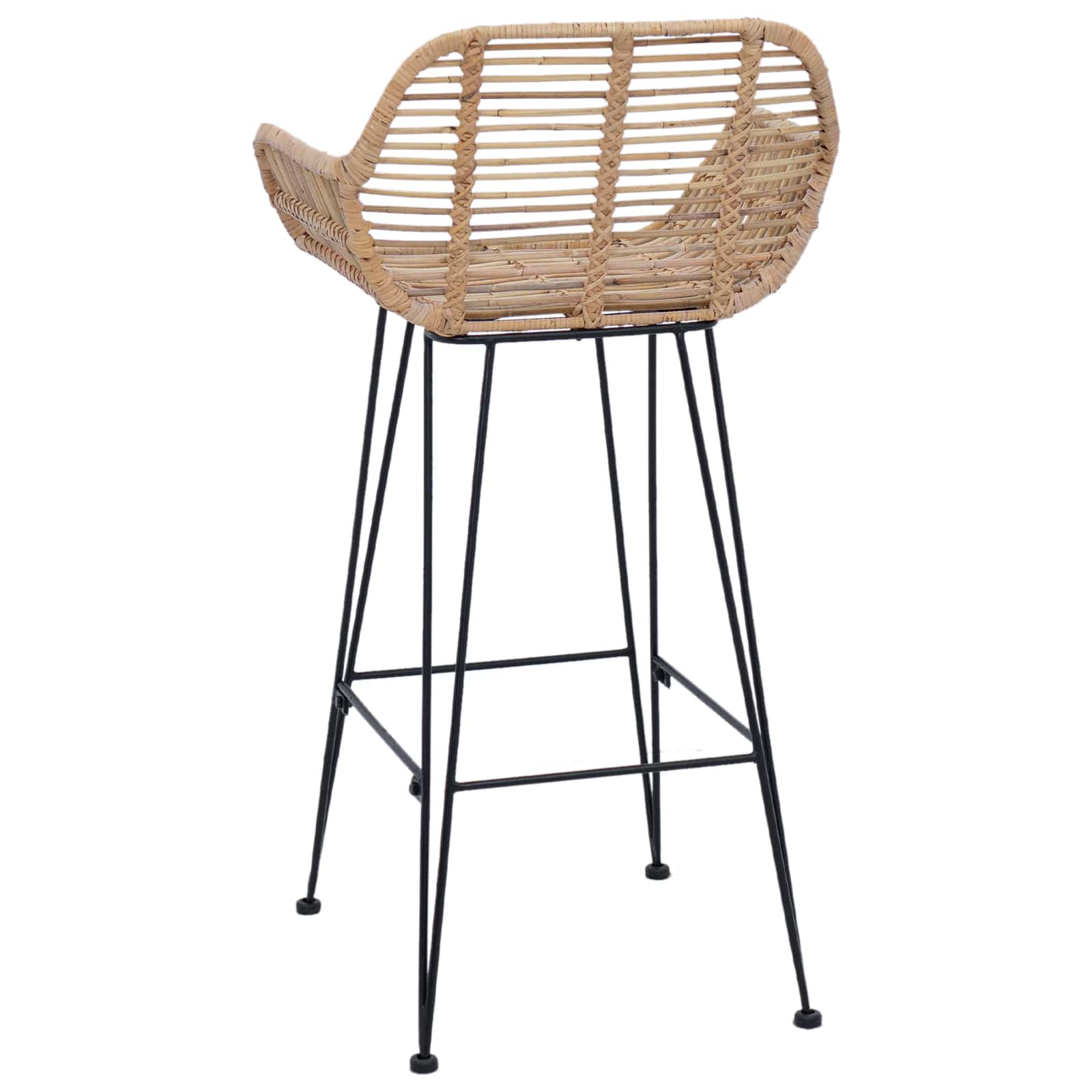 Chaise de bar 2 pc Naturel 55 x 52 x 92 cm Rotin et métal