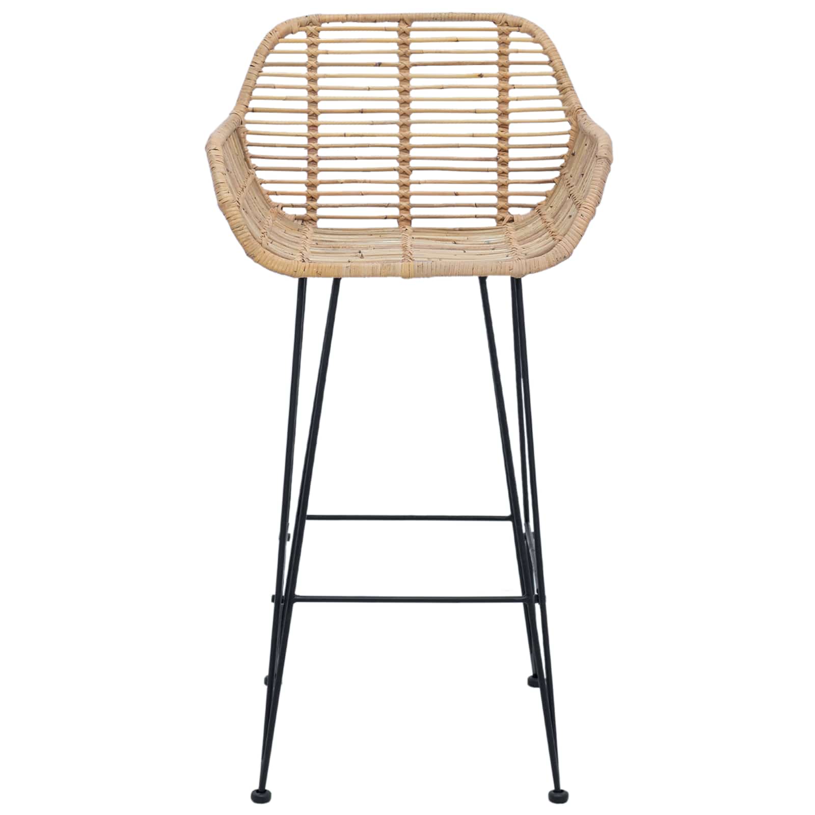 Chaise de bar 2 pc Naturel 55 x 52 x 92 cm Rotin et métal