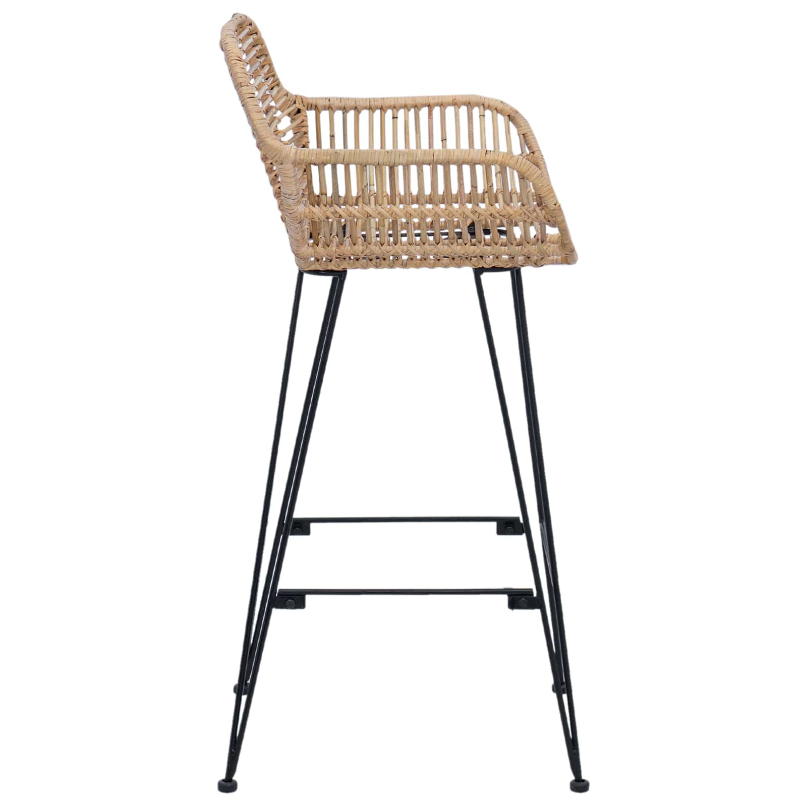 Chaise de bar 2 pc Naturel 55 x 52 x 92 cm Rotin et métal