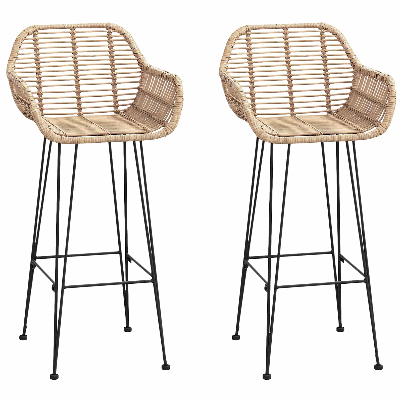 Chaise de bar 2 pc Naturel 55 x 52 x 105 cm Rotin et métal