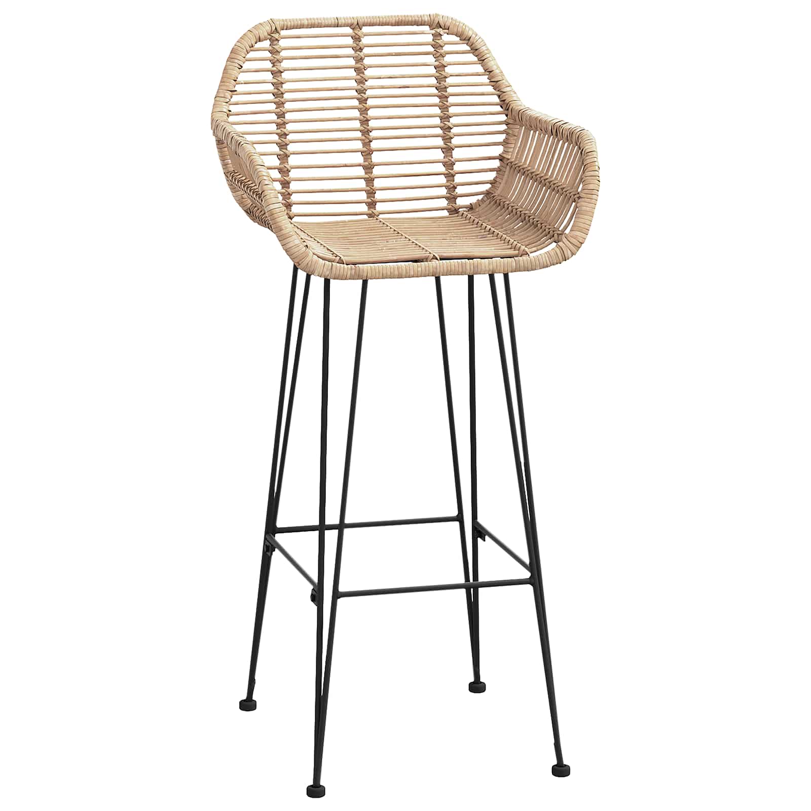 Chaise de bar 2 pc Naturel 55 x 52 x 105 cm Rotin et métal