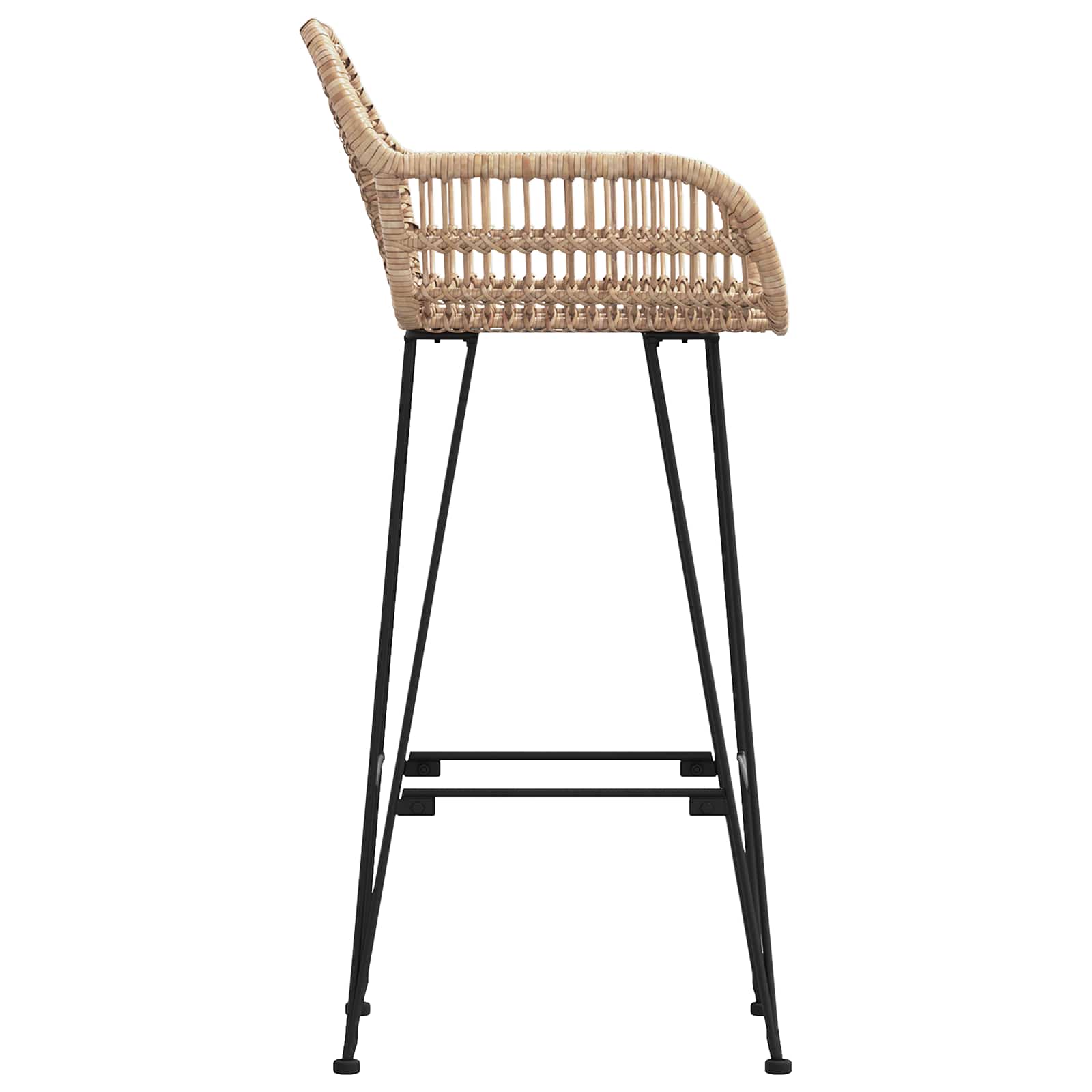 Chaise de bar 2 pc Naturel 55 x 52 x 105 cm Rotin et métal